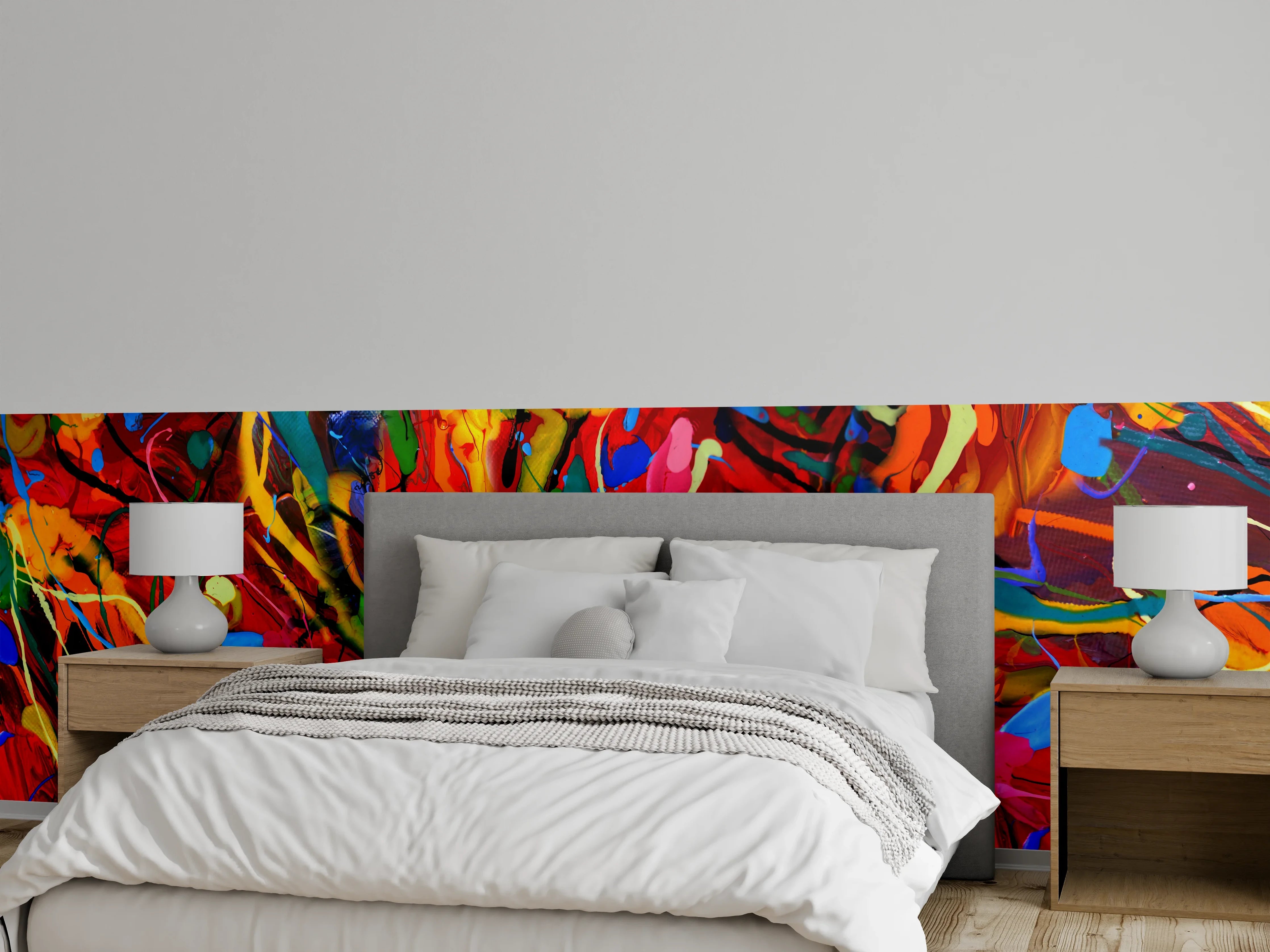 Wandverkleidung Schlafzimmer - Lebendiges abstraktes Farbenspiel