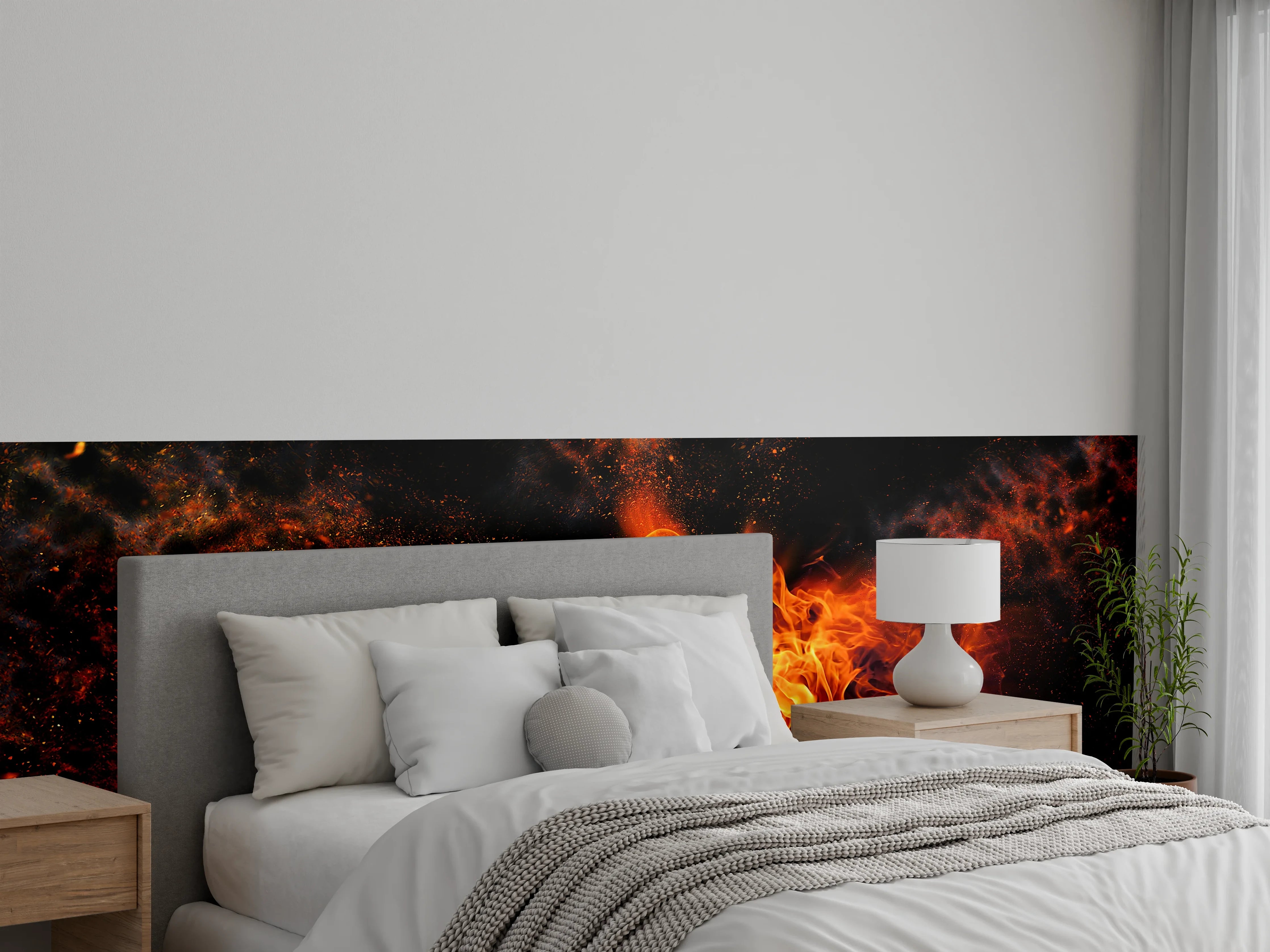 Wandverkleidung Schlafzimmer - Leuchtende Flammen abstrakt – Feuermotiv