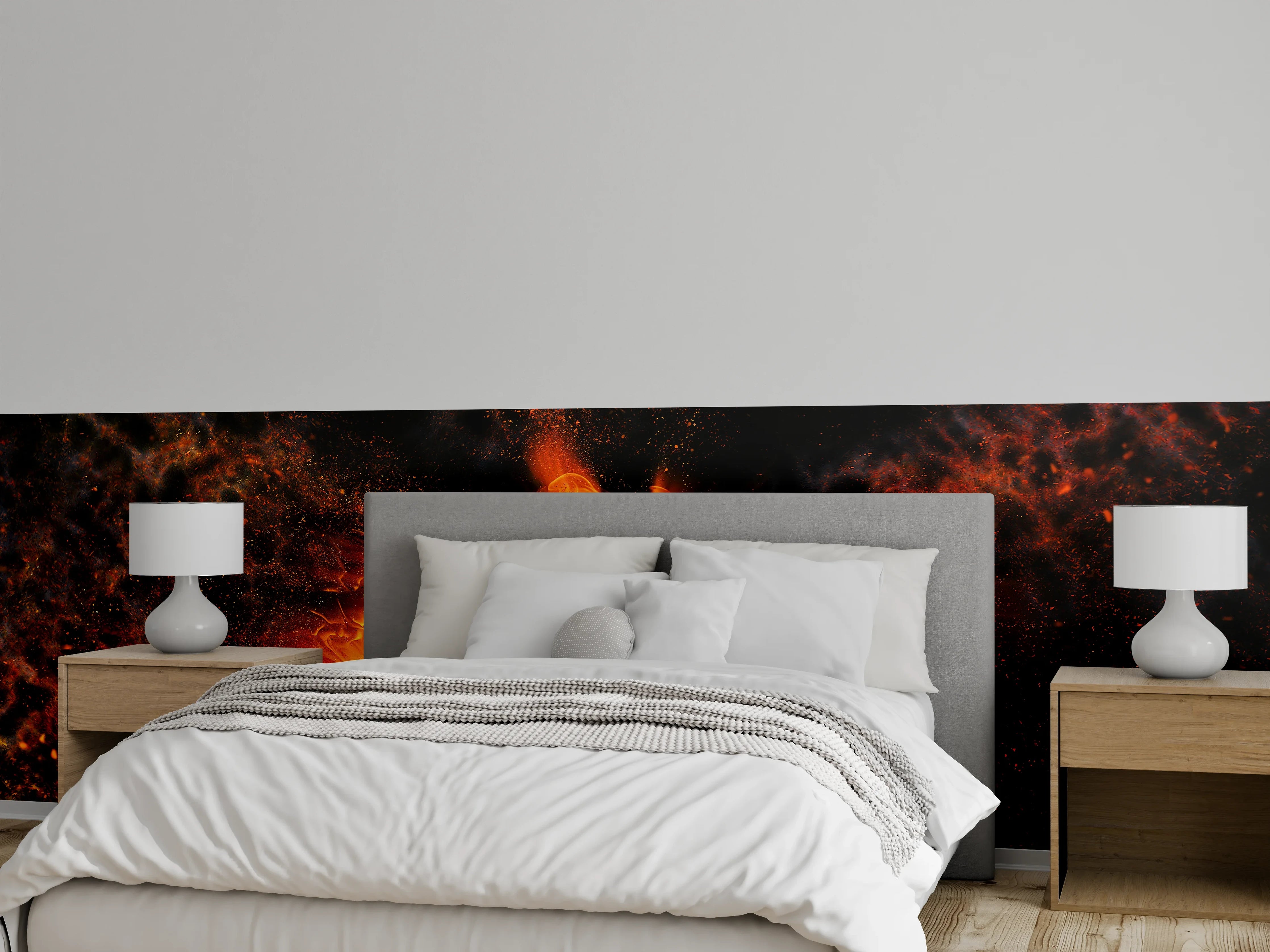 Wandverkleidung Schlafzimmer - Leuchtende Flammen abstrakt – Feuermotiv
