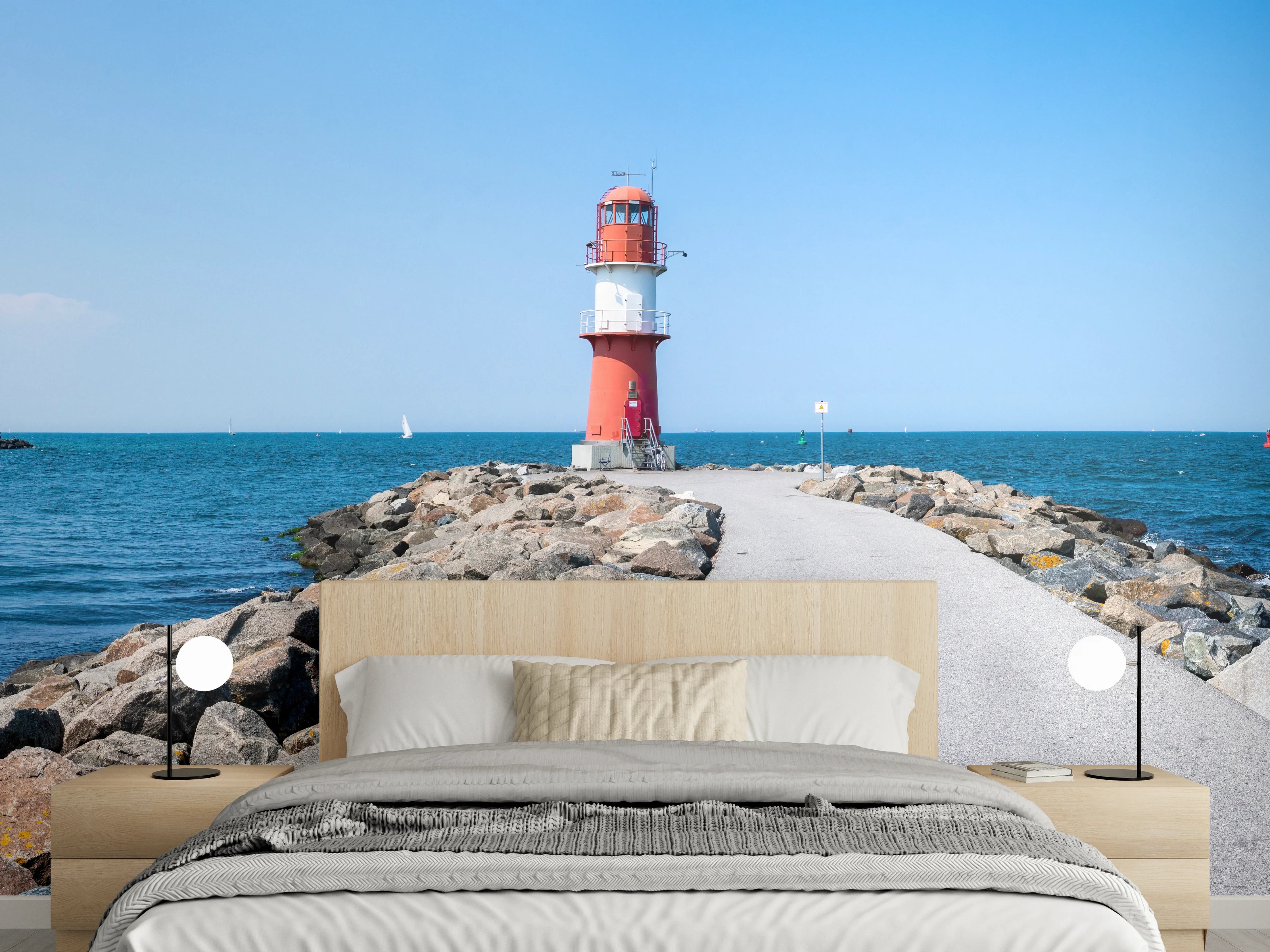 Wandverkleidung Schlafzimmer - Leuchtturm am Meer