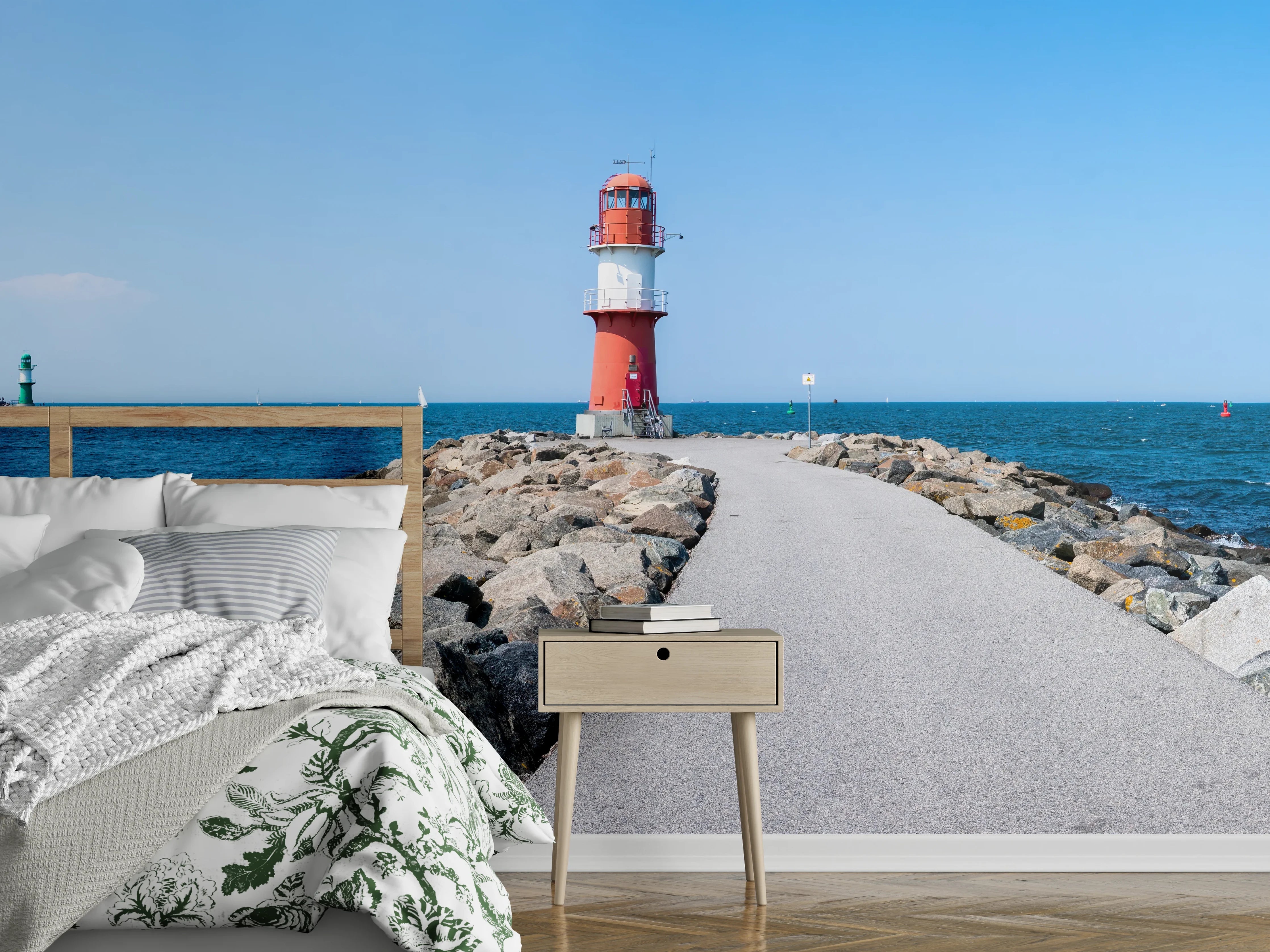 Wandverkleidung Schlafzimmer - Leuchtturm am Meer