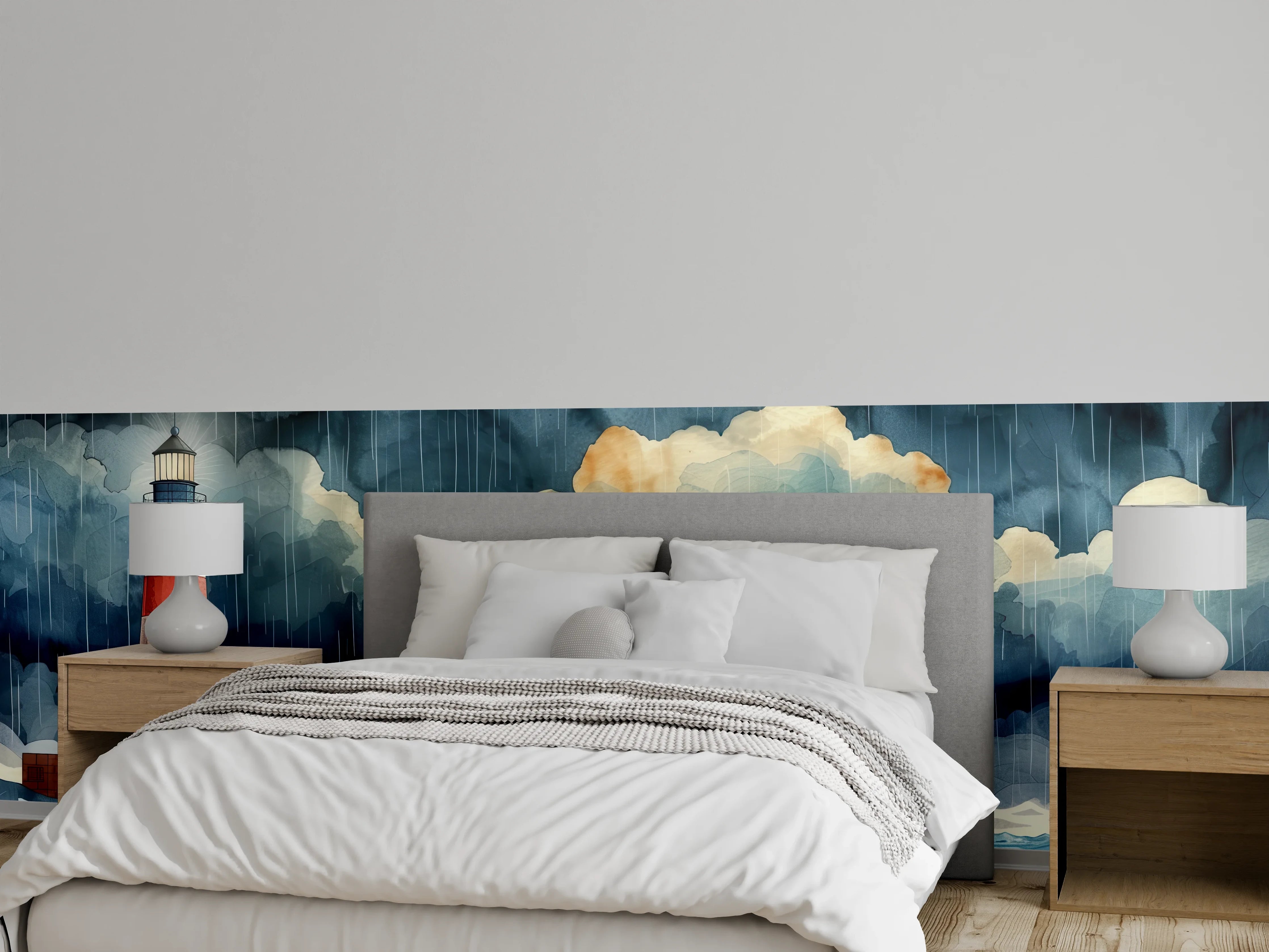 Wandverkleidung Schlafzimmer - Leuchtturm im Sturm