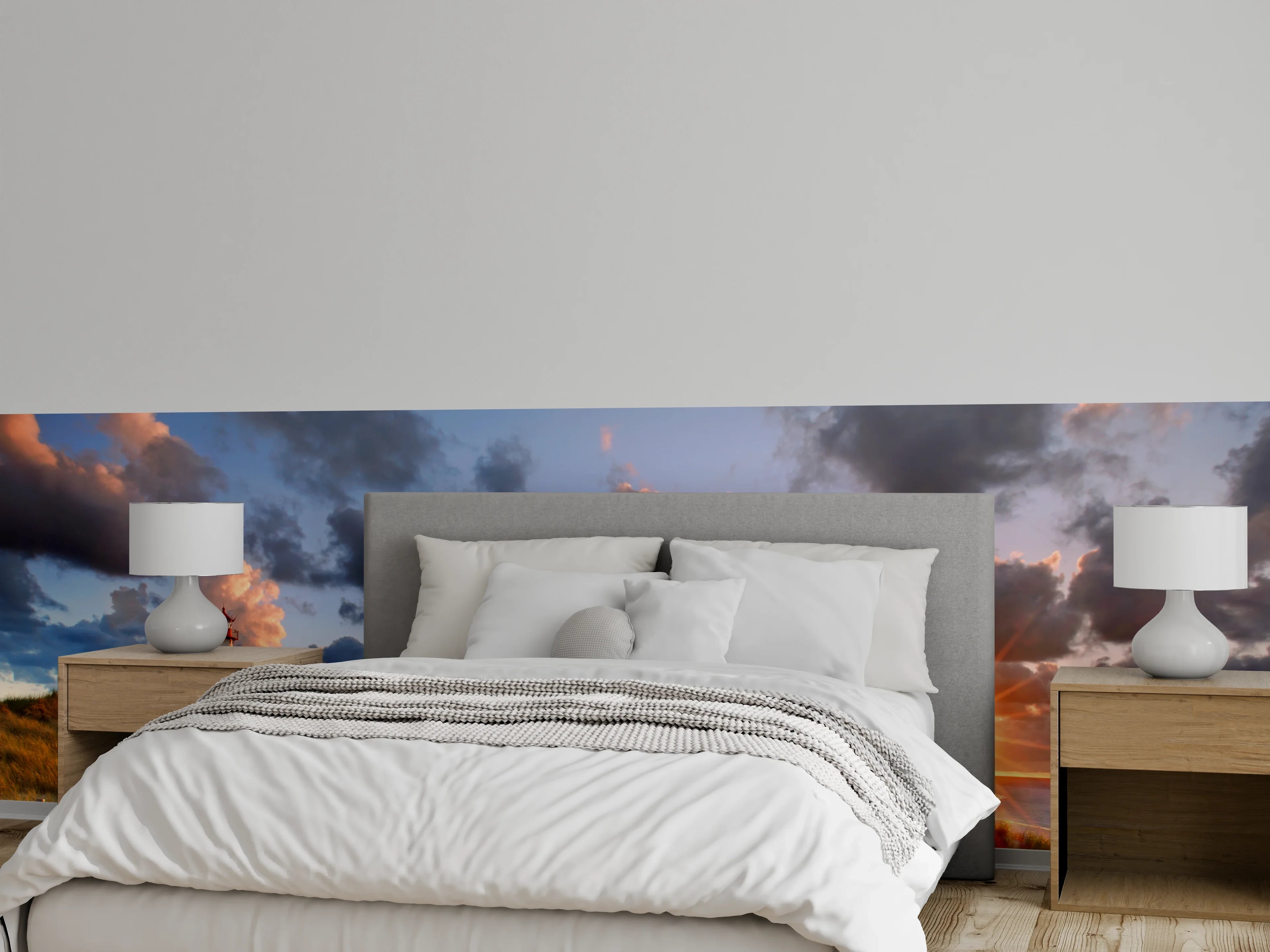 Wandverkleidung Schlafzimmer - Leuchtturm in Dünen bei Sonnenuntergang