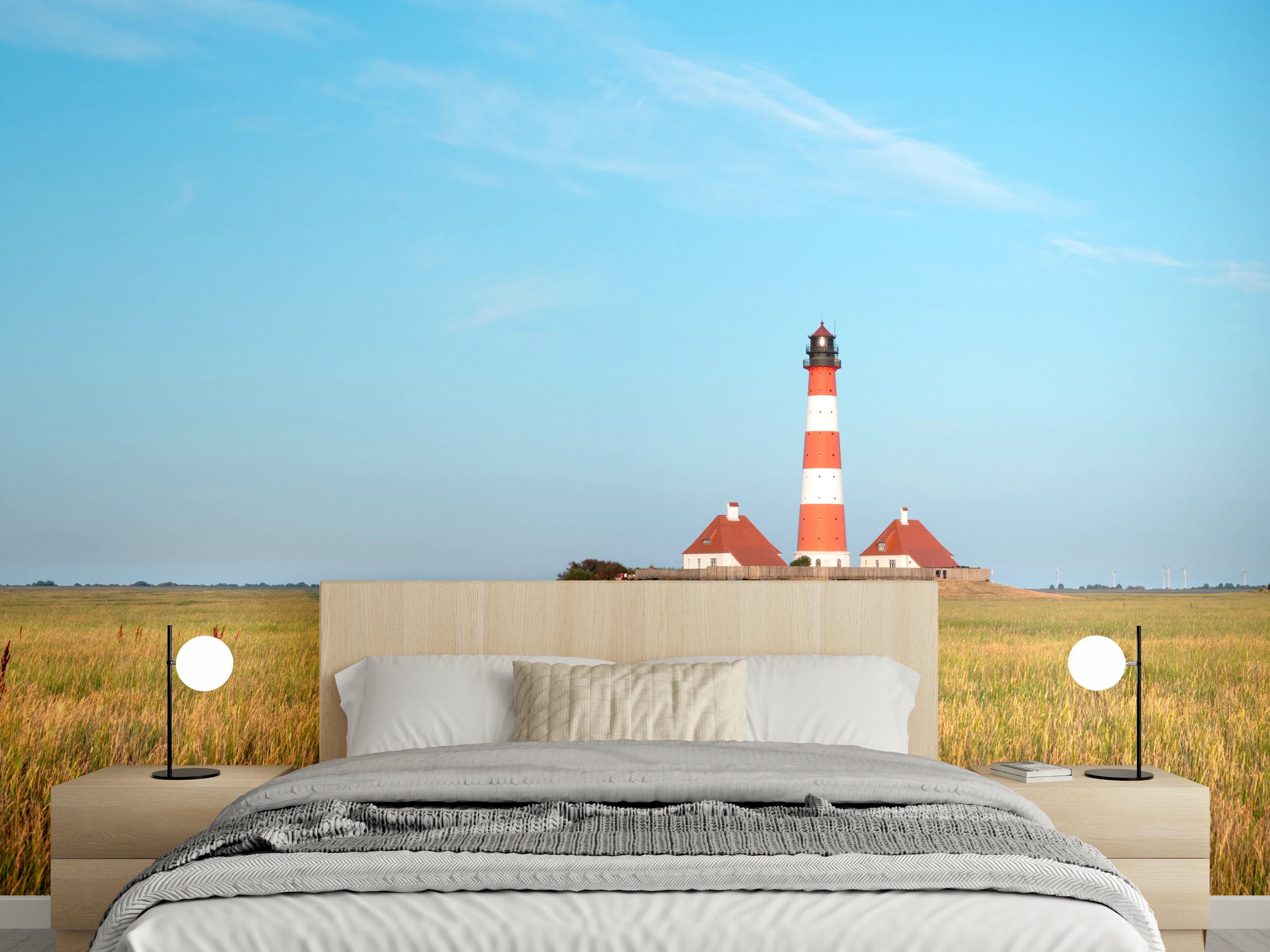 Wandverkleidung Schlafzimmer - Leuchtturm in Norddeutschland Panorama