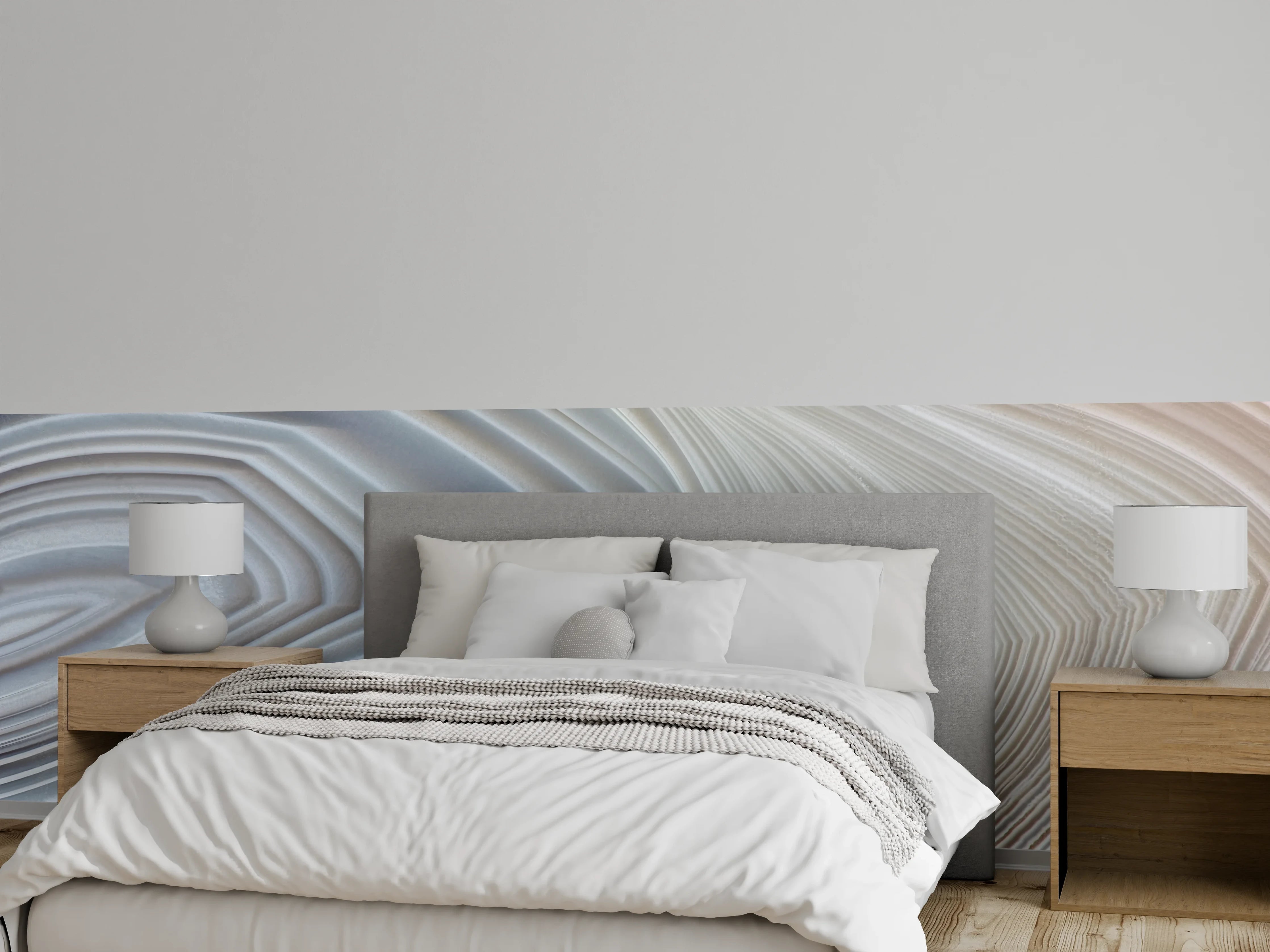 Wandverkleidung Schlafzimmer - Lichtgraues Marmor-Muster mit sanften Linien