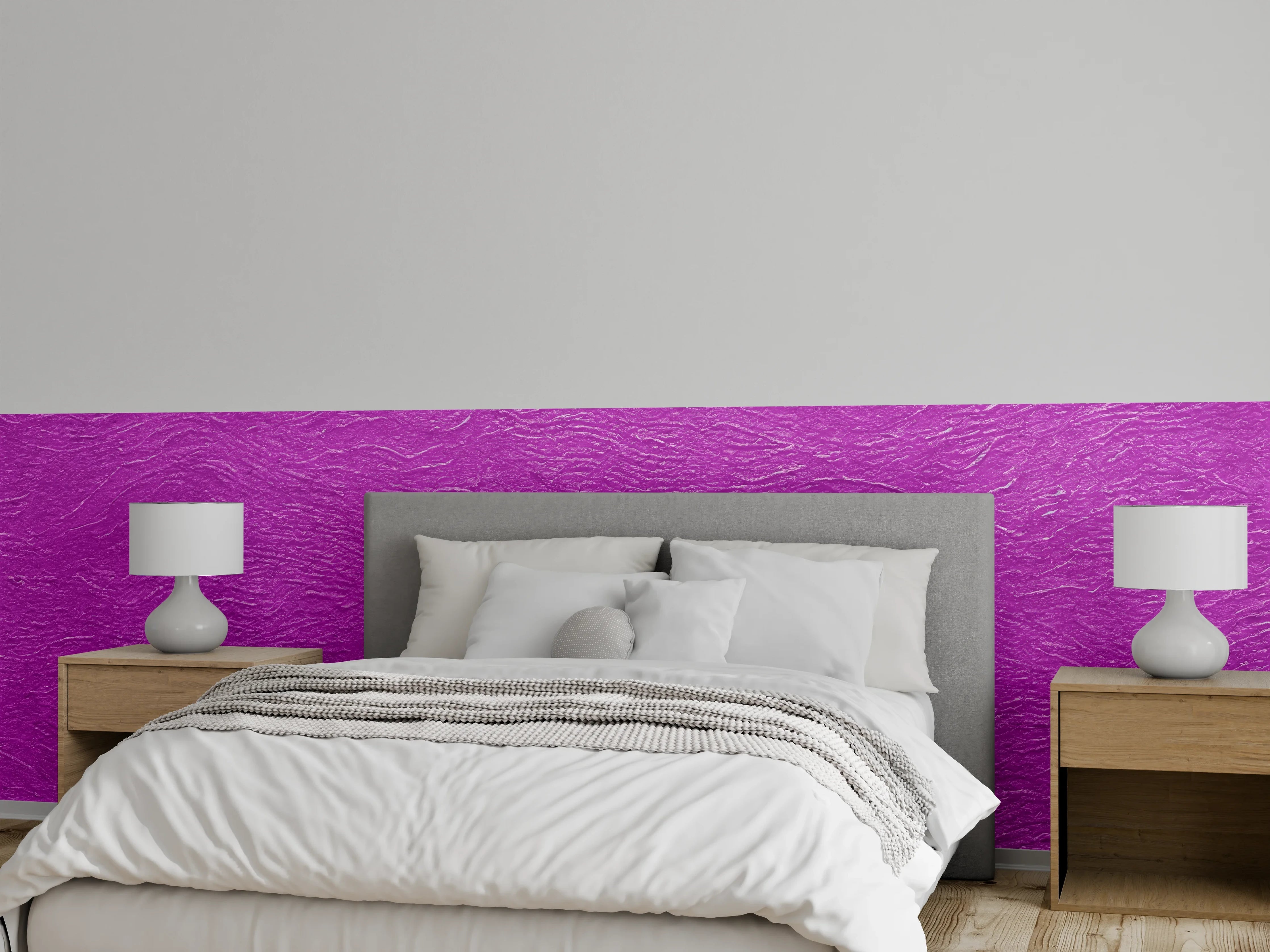 Wandverkleidung Schlafzimmer - Lila-Grau Schimmer auf weißer Struktur