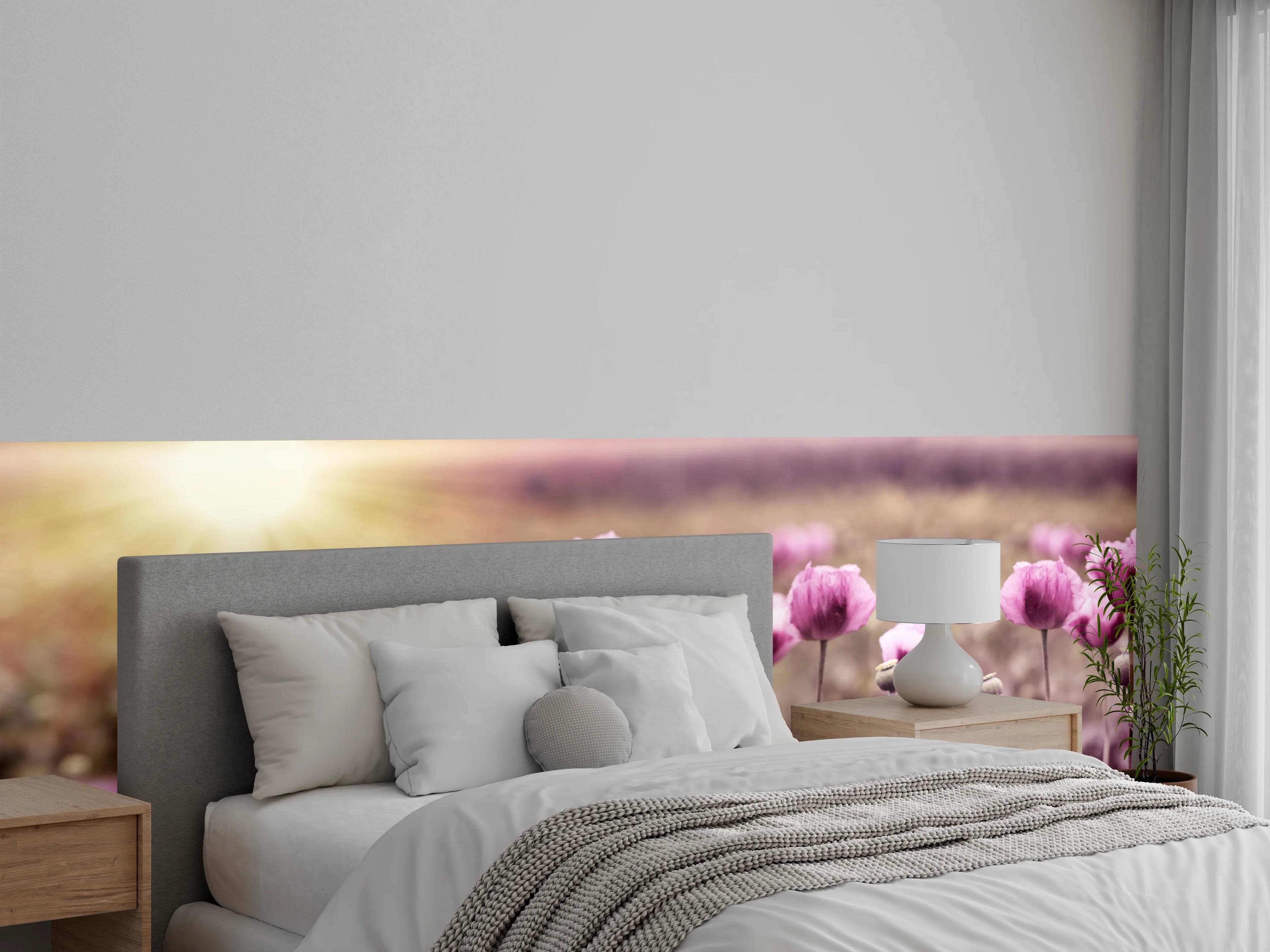 Wandverkleidung Schlafzimmer - Lila Mohnblume