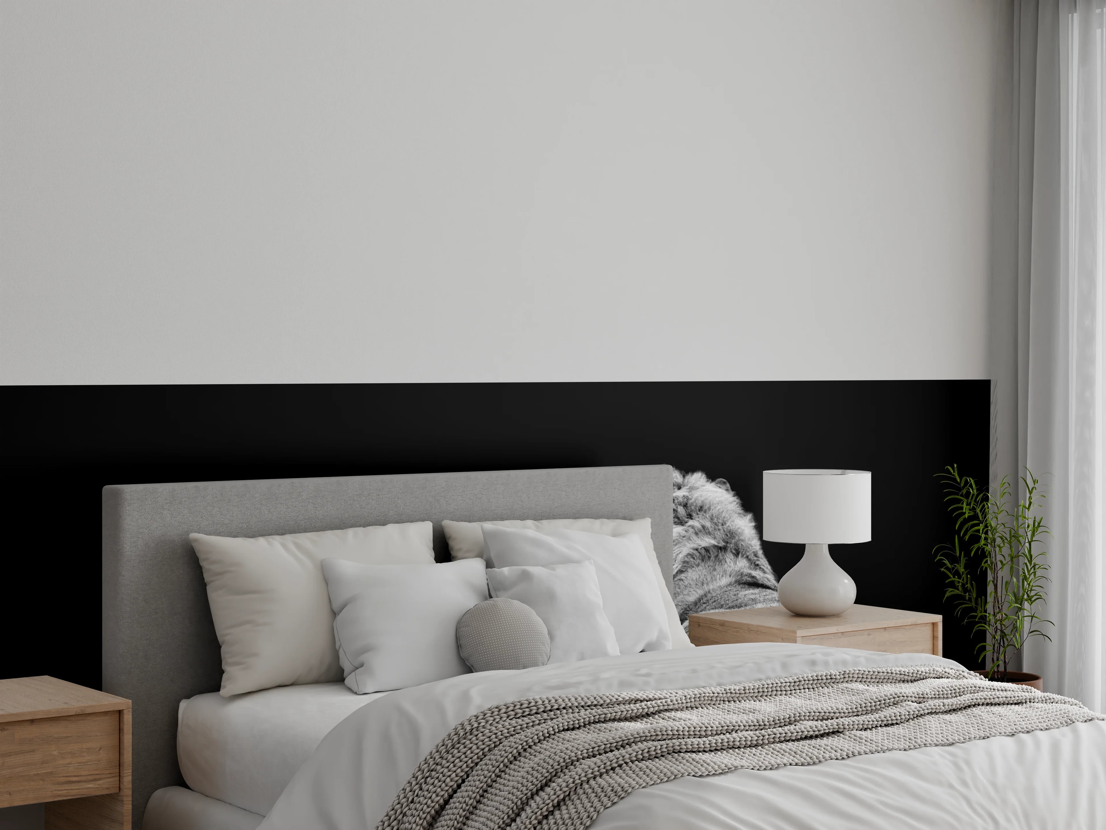 Wandverkleidung Schlafzimmer - Löwenfamilie liegend mit schwarzem Hintergrund