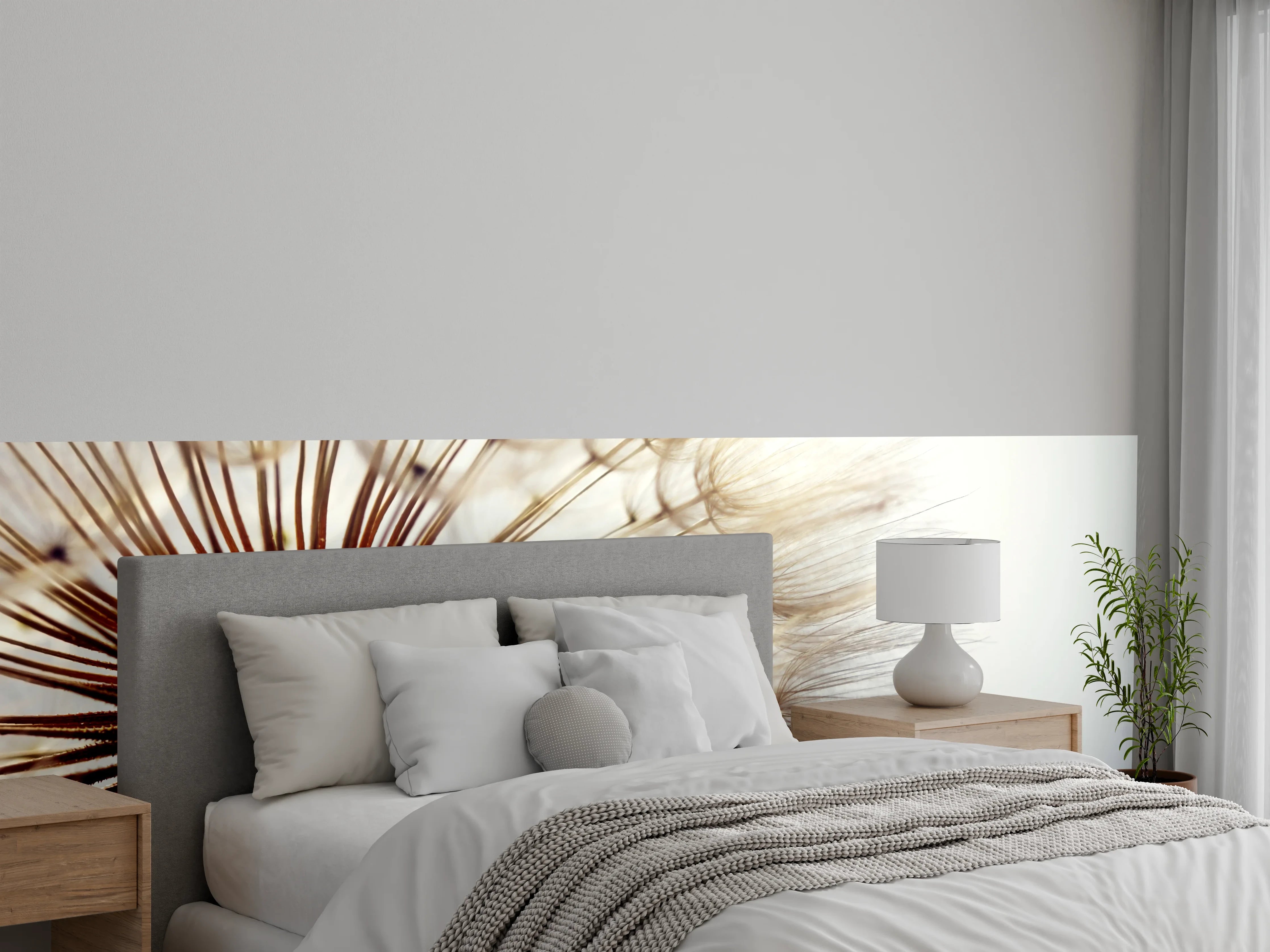 Wandverkleidung Schlafzimmer - Löwenzahn Nahaufnahme mit zarten Details