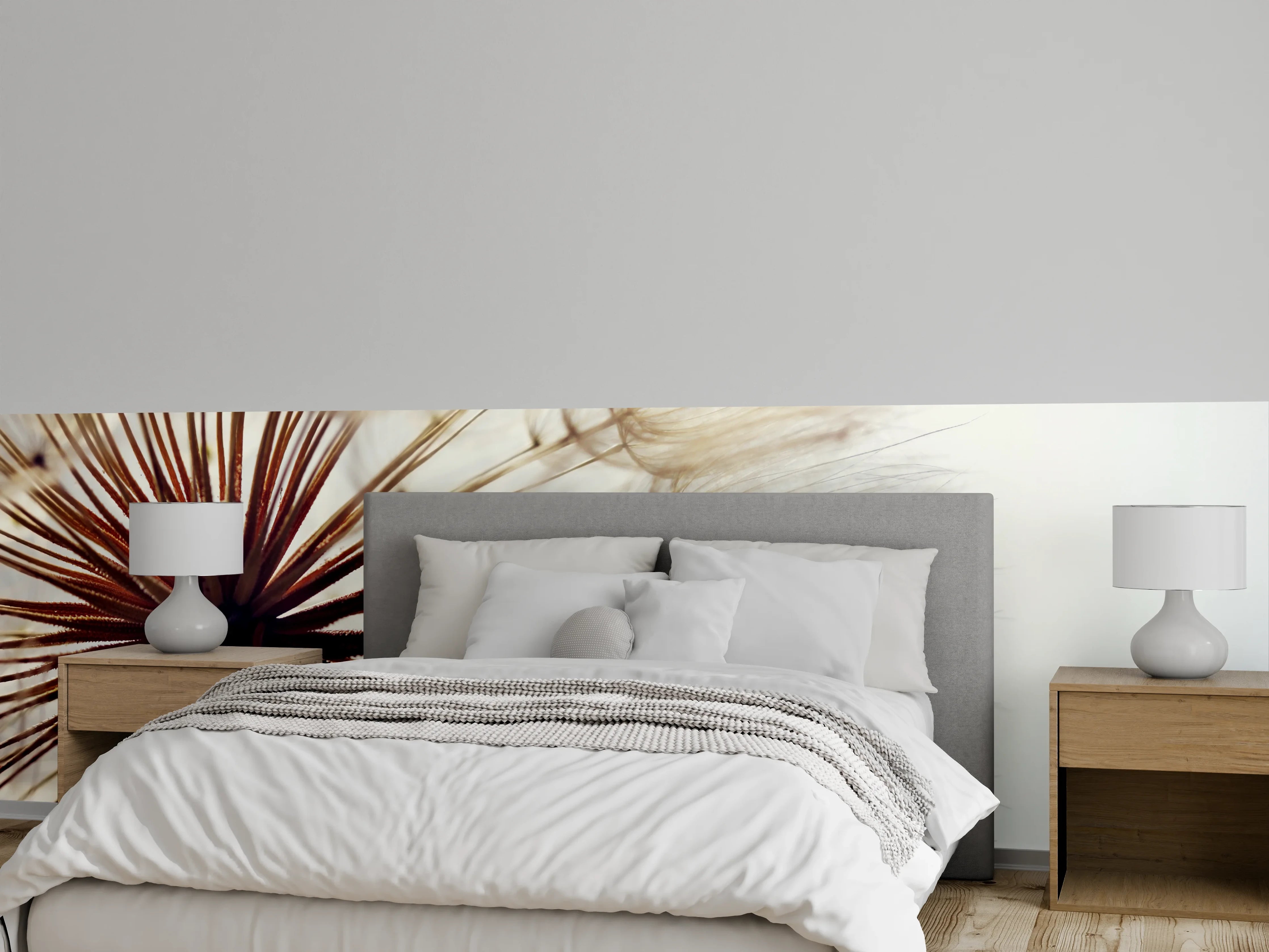 Wandverkleidung Schlafzimmer - Löwenzahn Nahaufnahme mit zarten Details