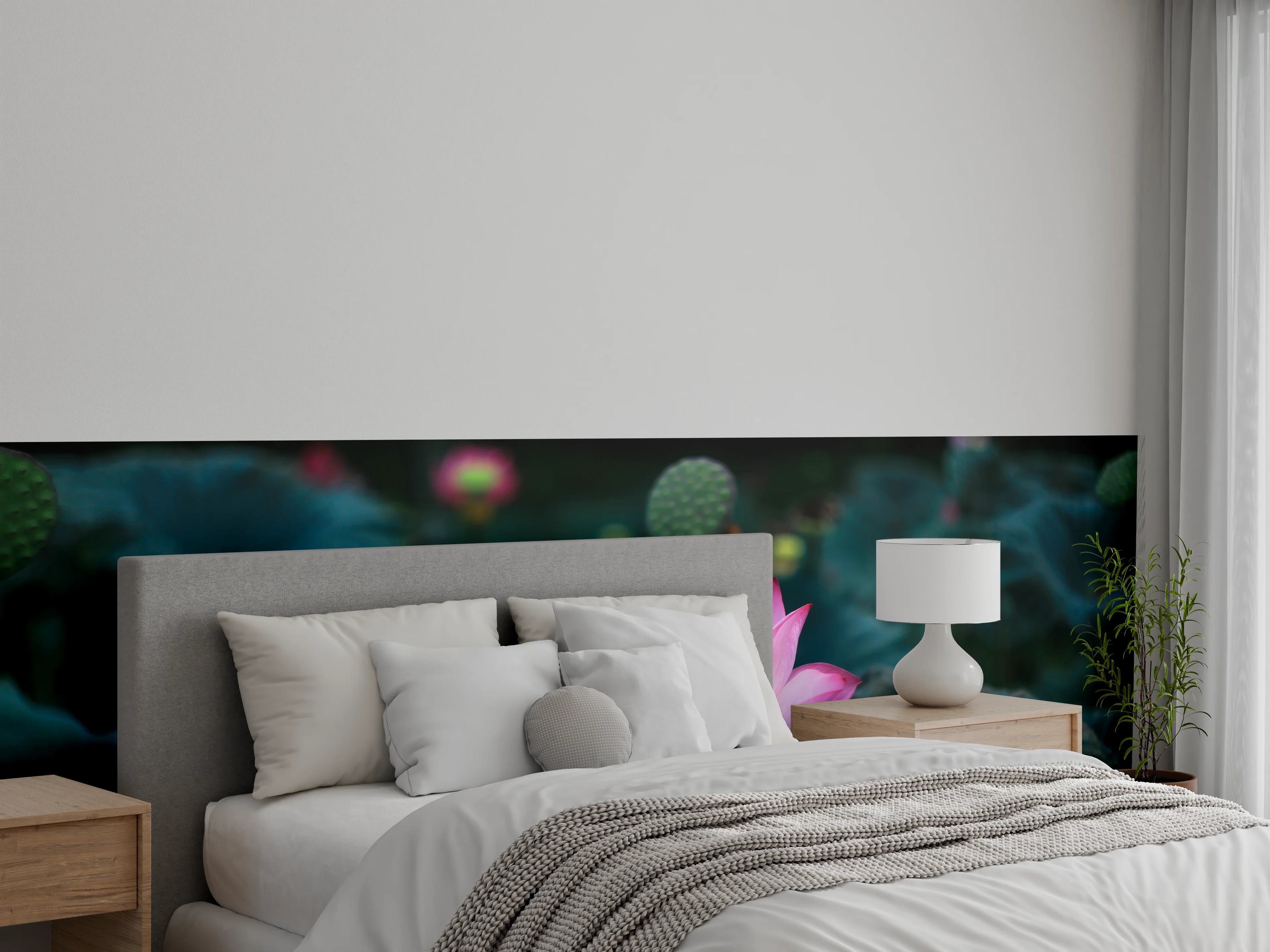 Wandverkleidung Schlafzimmer - Lotosblume im Garten
