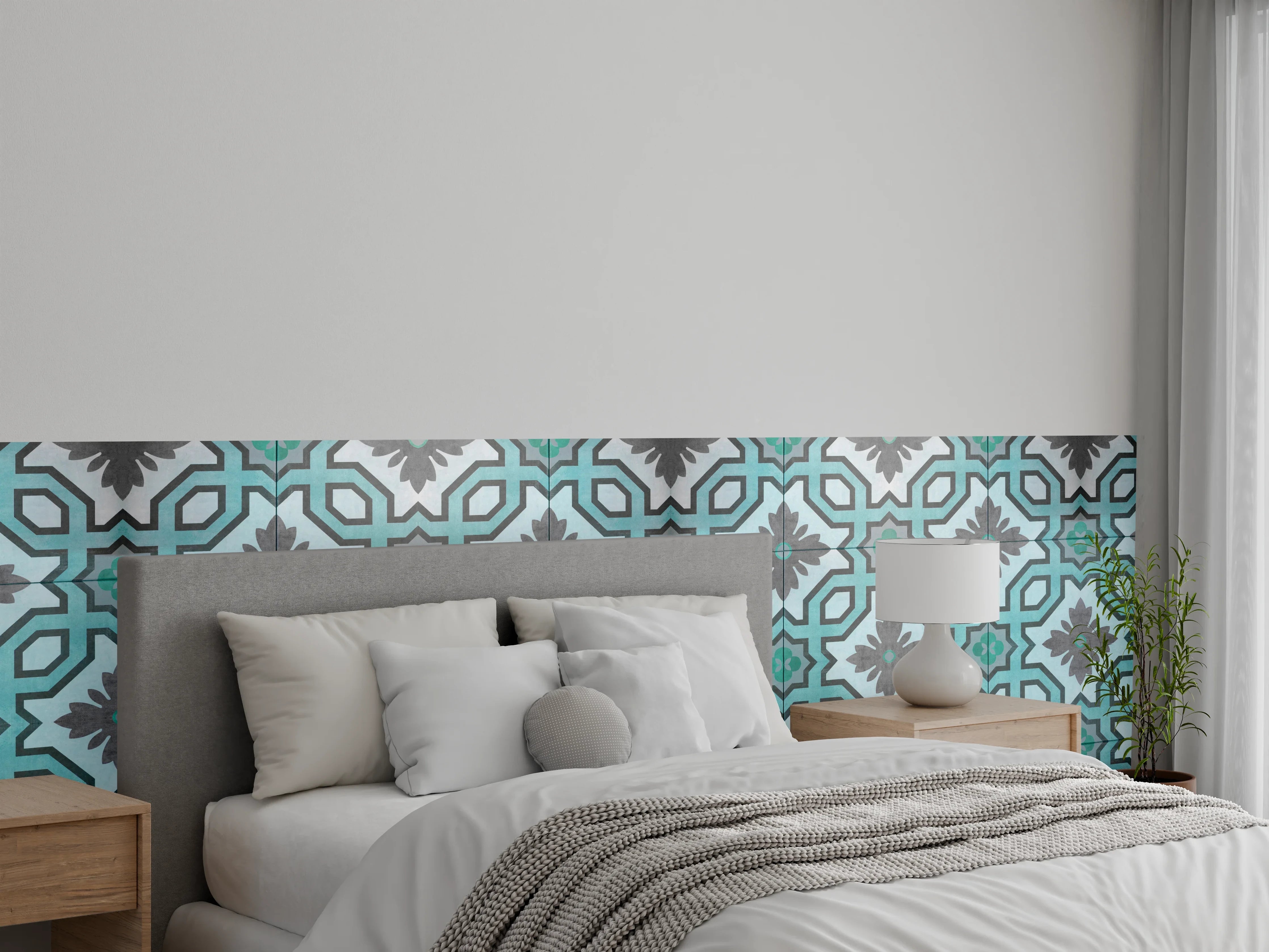 Wandverkleidung Schlafzimmer - Luxuriöse türkise Fliesen