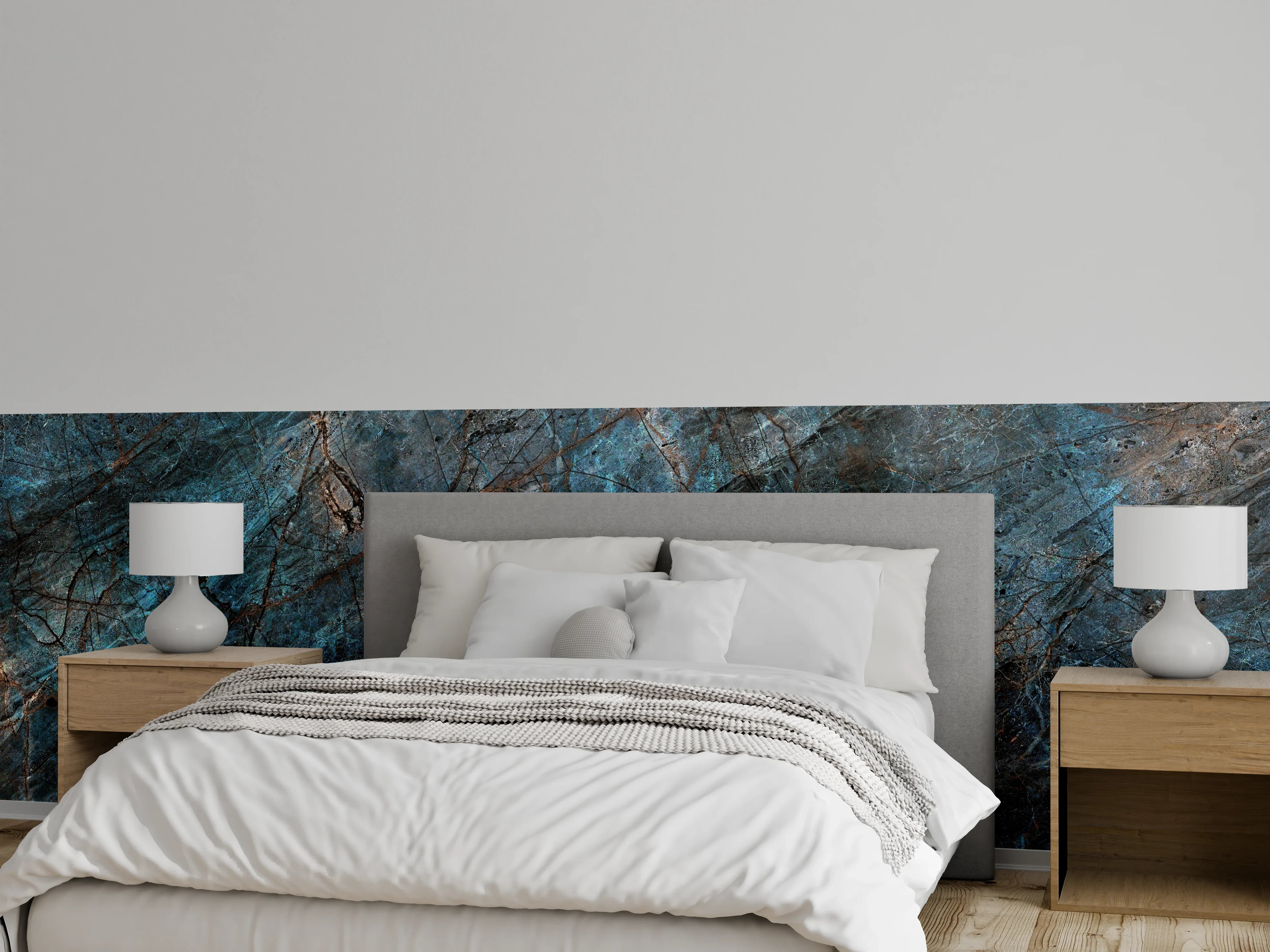 Wandverkleidung Schlafzimmer - Luxuriöser blauer Granit-Look Wandpaneel