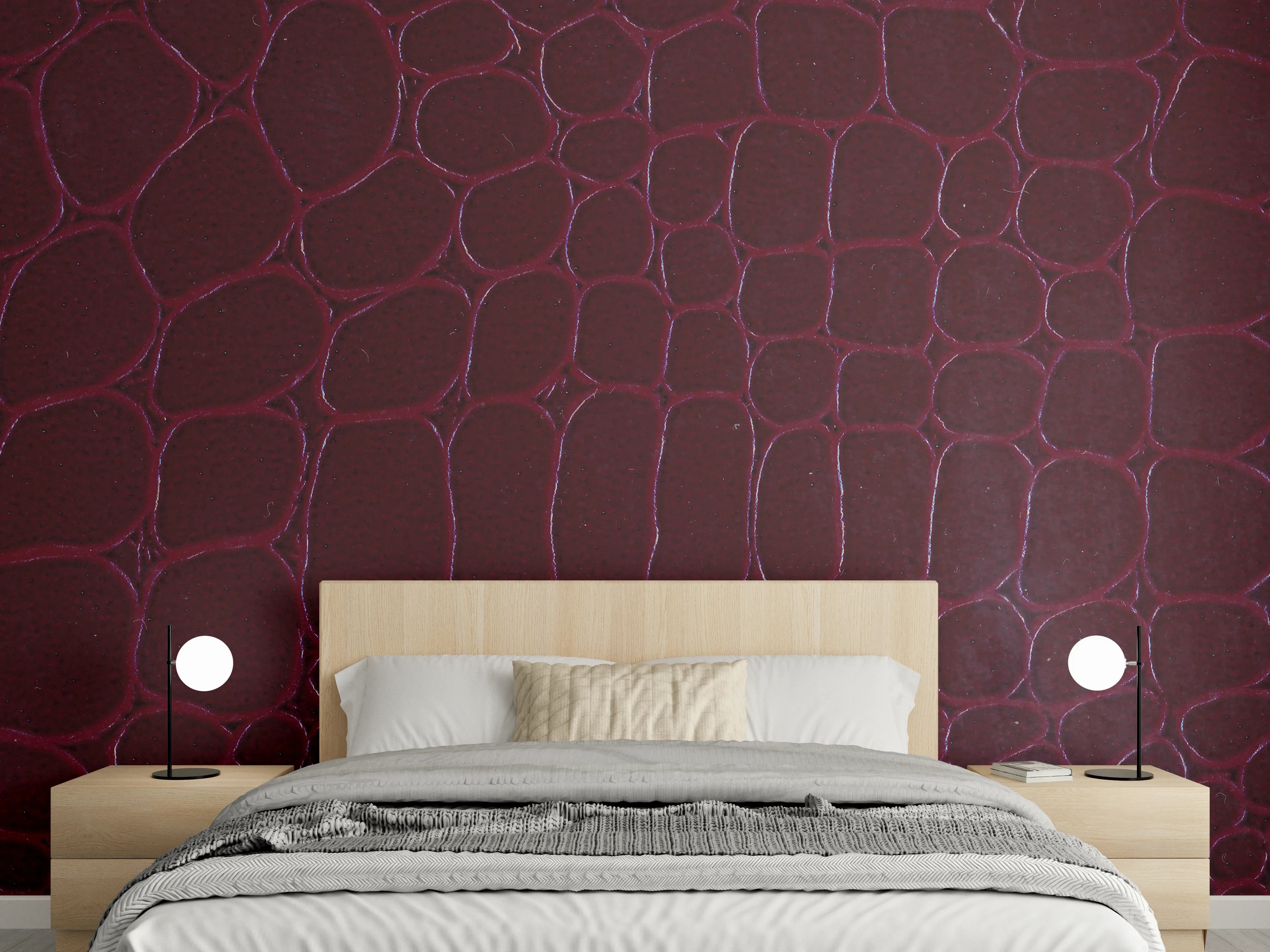 Wandverkleidung Schlafzimmer - Luxus Krokodillederimitat Rot