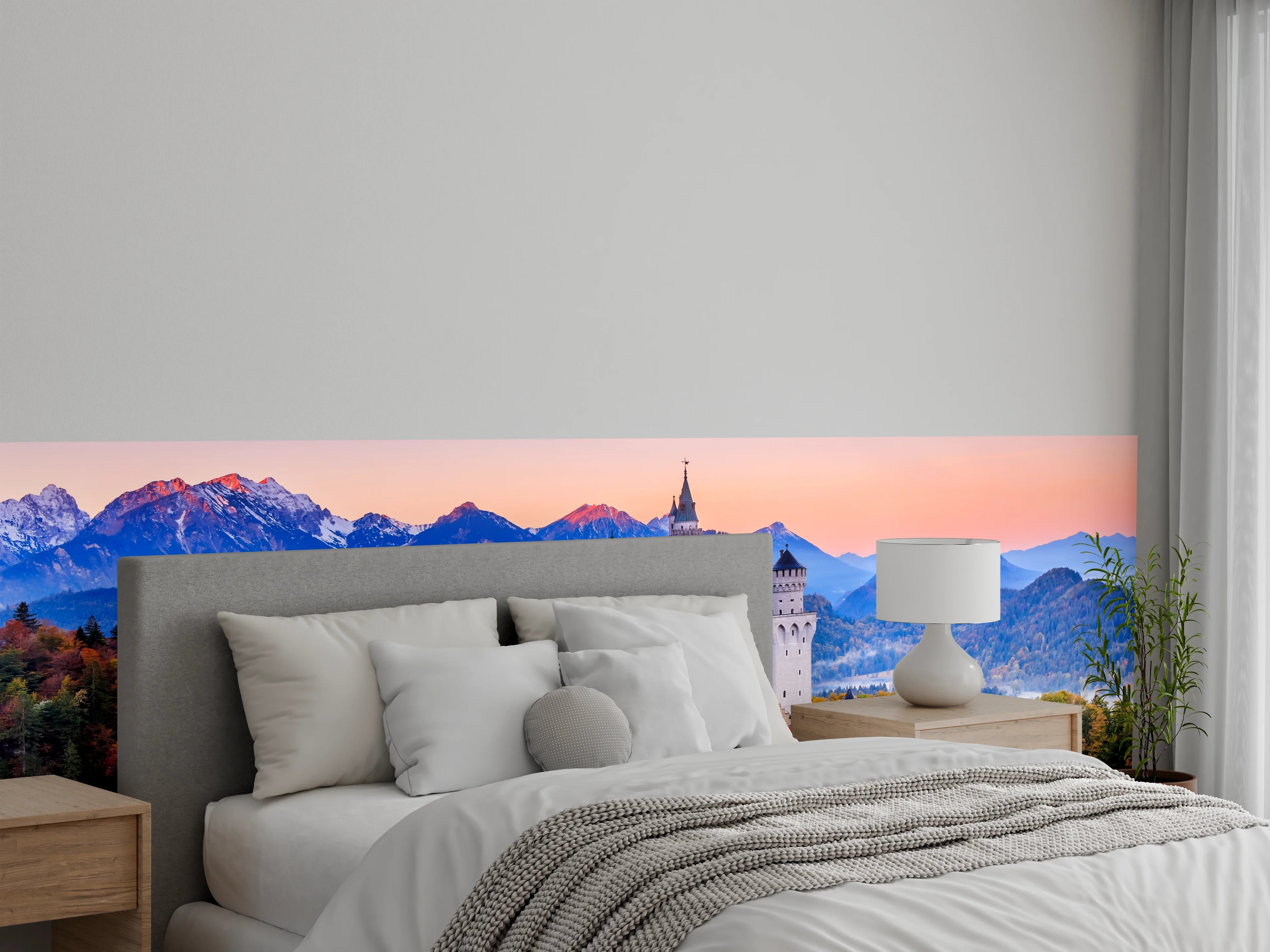 Wandverkleidung Schlafzimmer - Märchenschloss Neuschwanstein bei Sonnenuntergang
