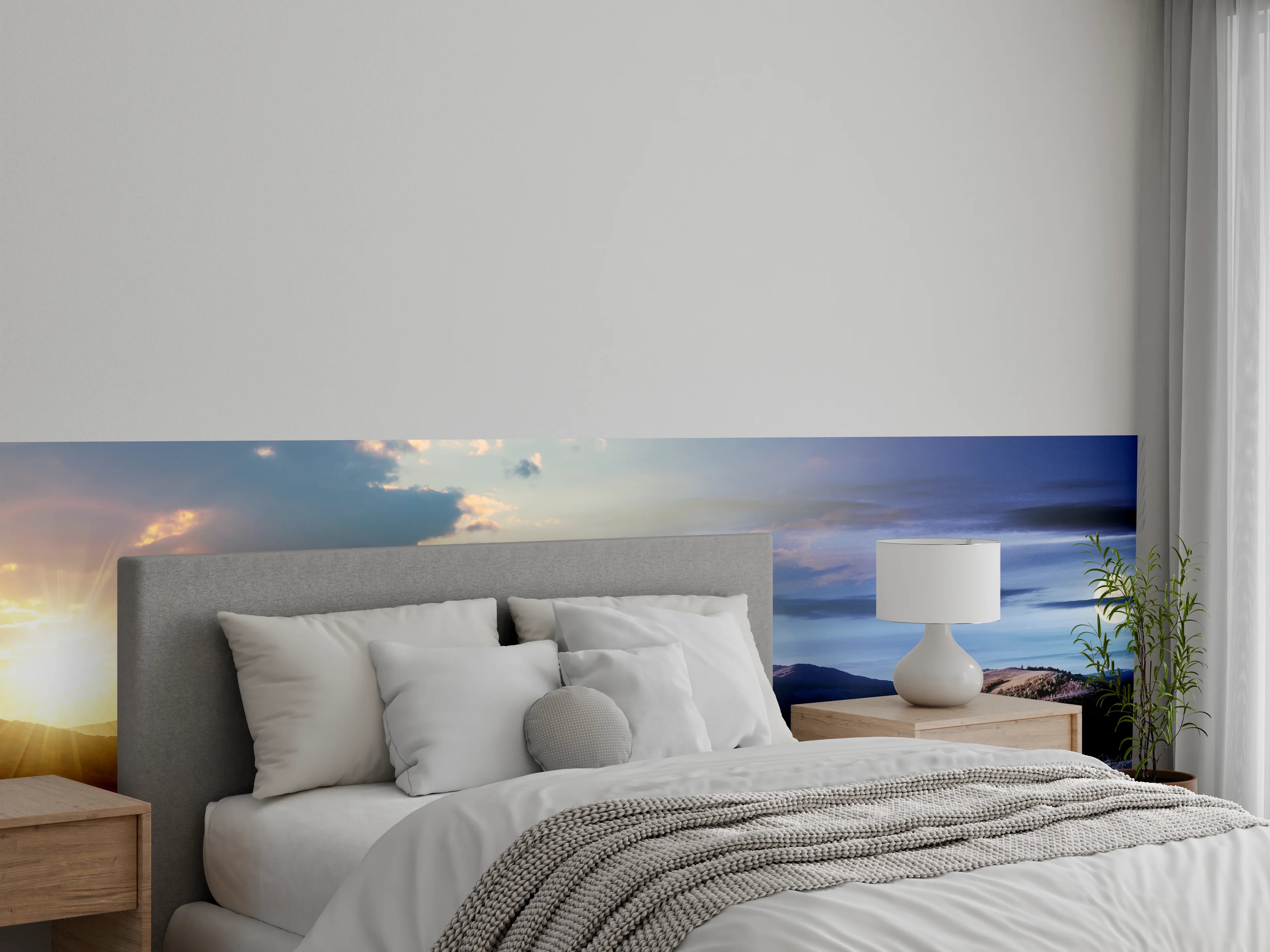 Wandverkleidung Schlafzimmer - Magische Berge zwischen Tag und Nacht