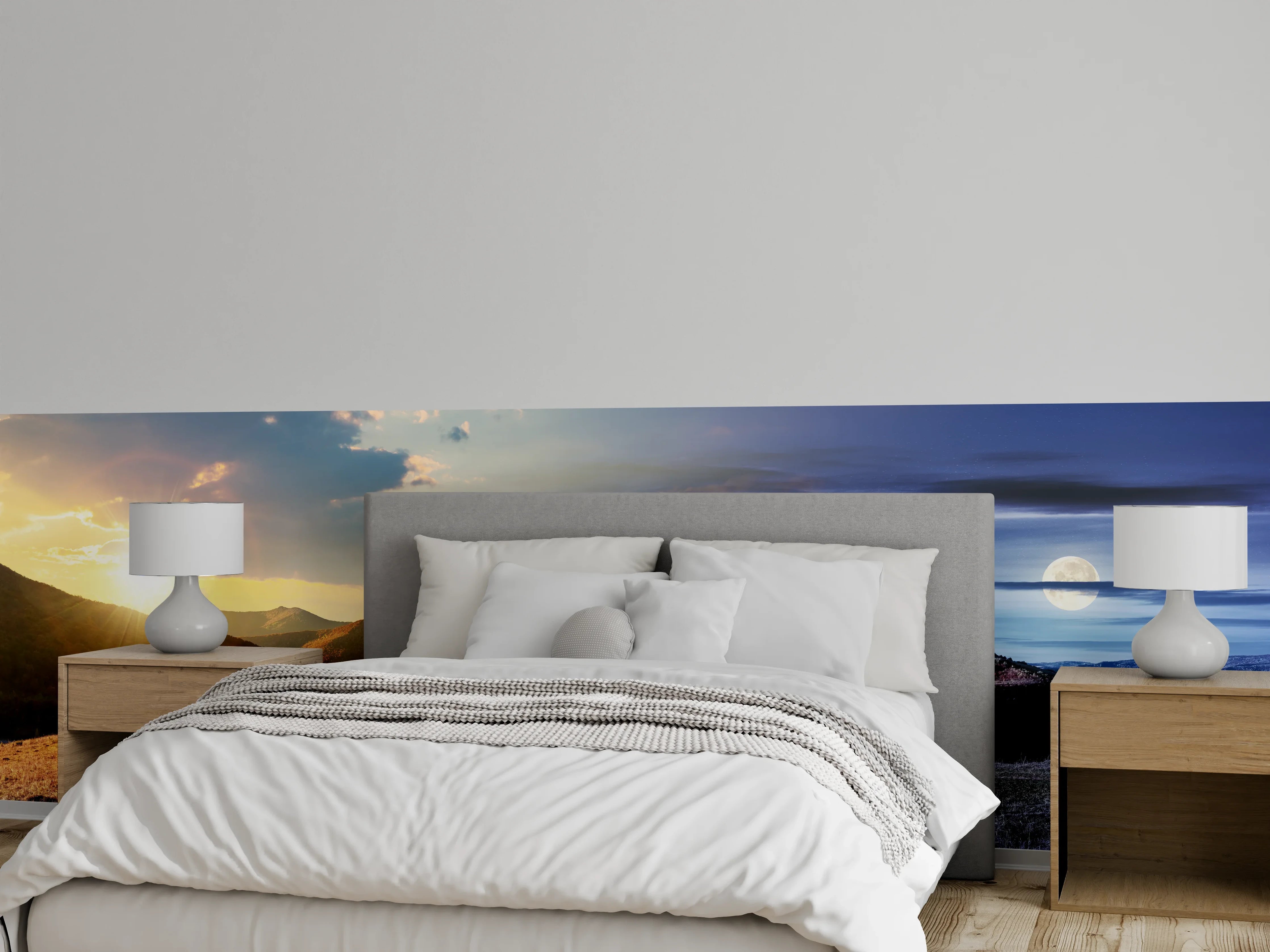 Wandverkleidung Schlafzimmer - Magische Berge zwischen Tag und Nacht