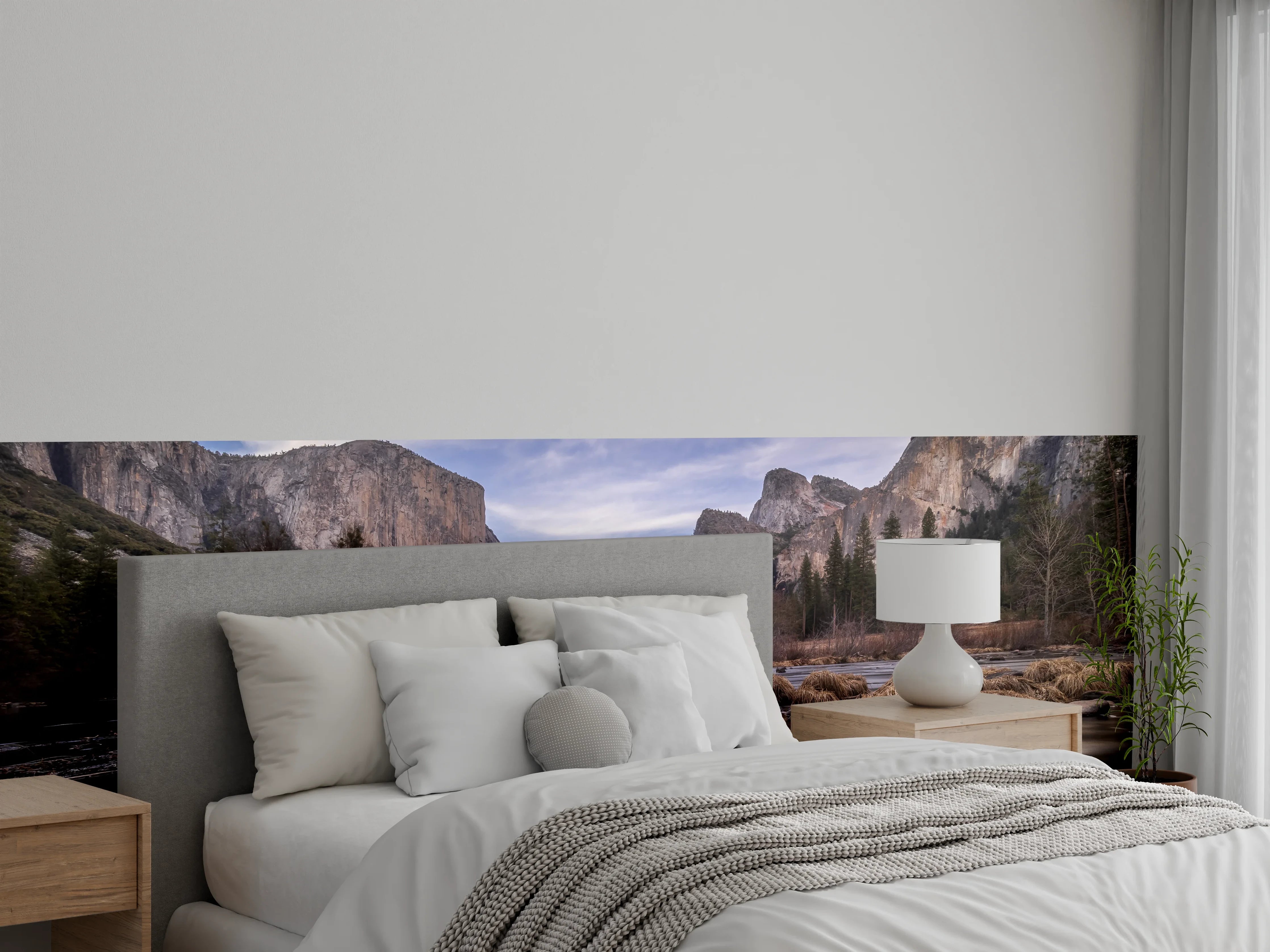 Wandverkleidung Schlafzimmer - Magische Berglandschaft Fluss Abendstimmung
