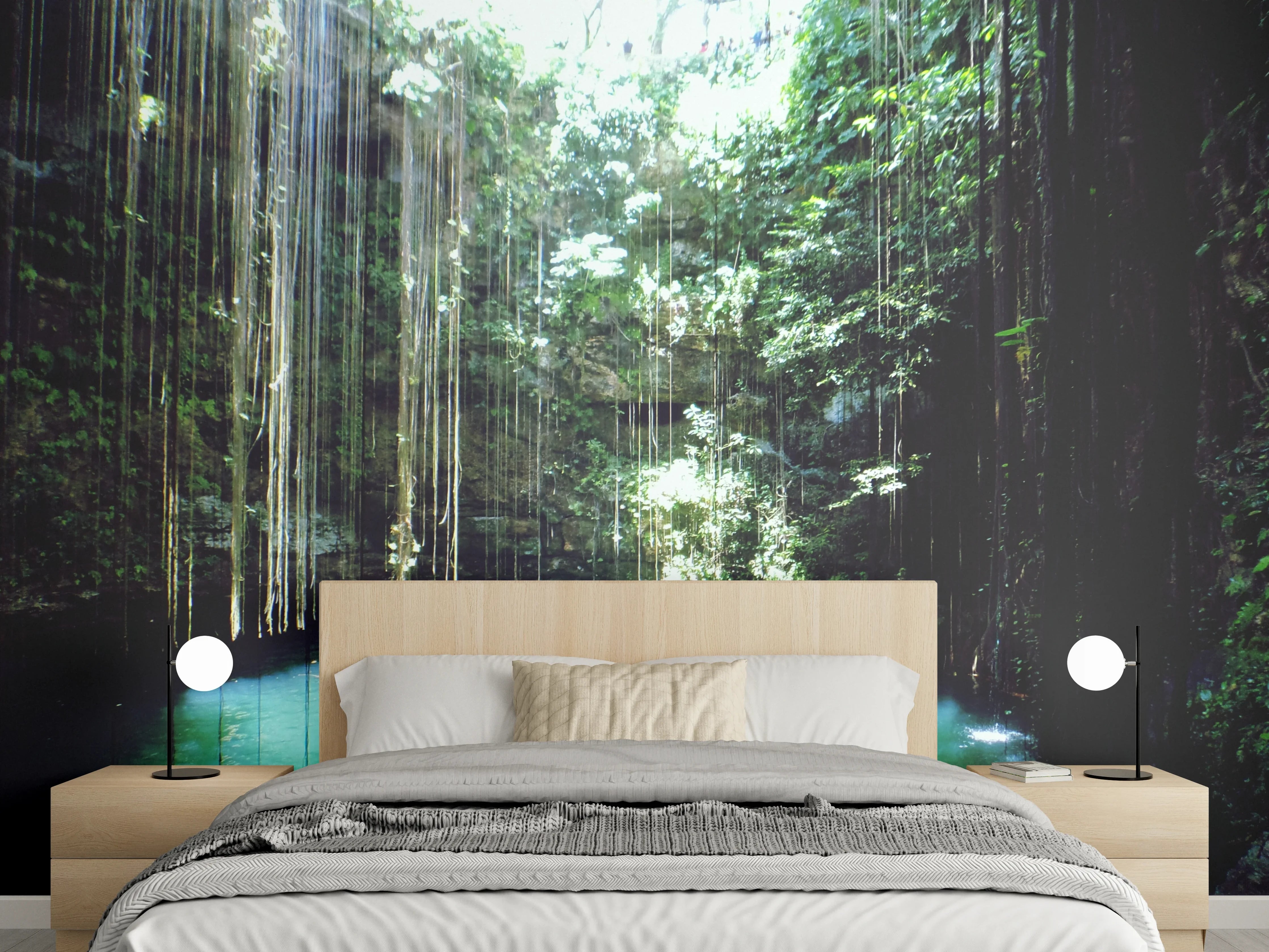 Wandverkleidung Schlafzimmer - Magische Dschungel-Lagune Fotomotiv