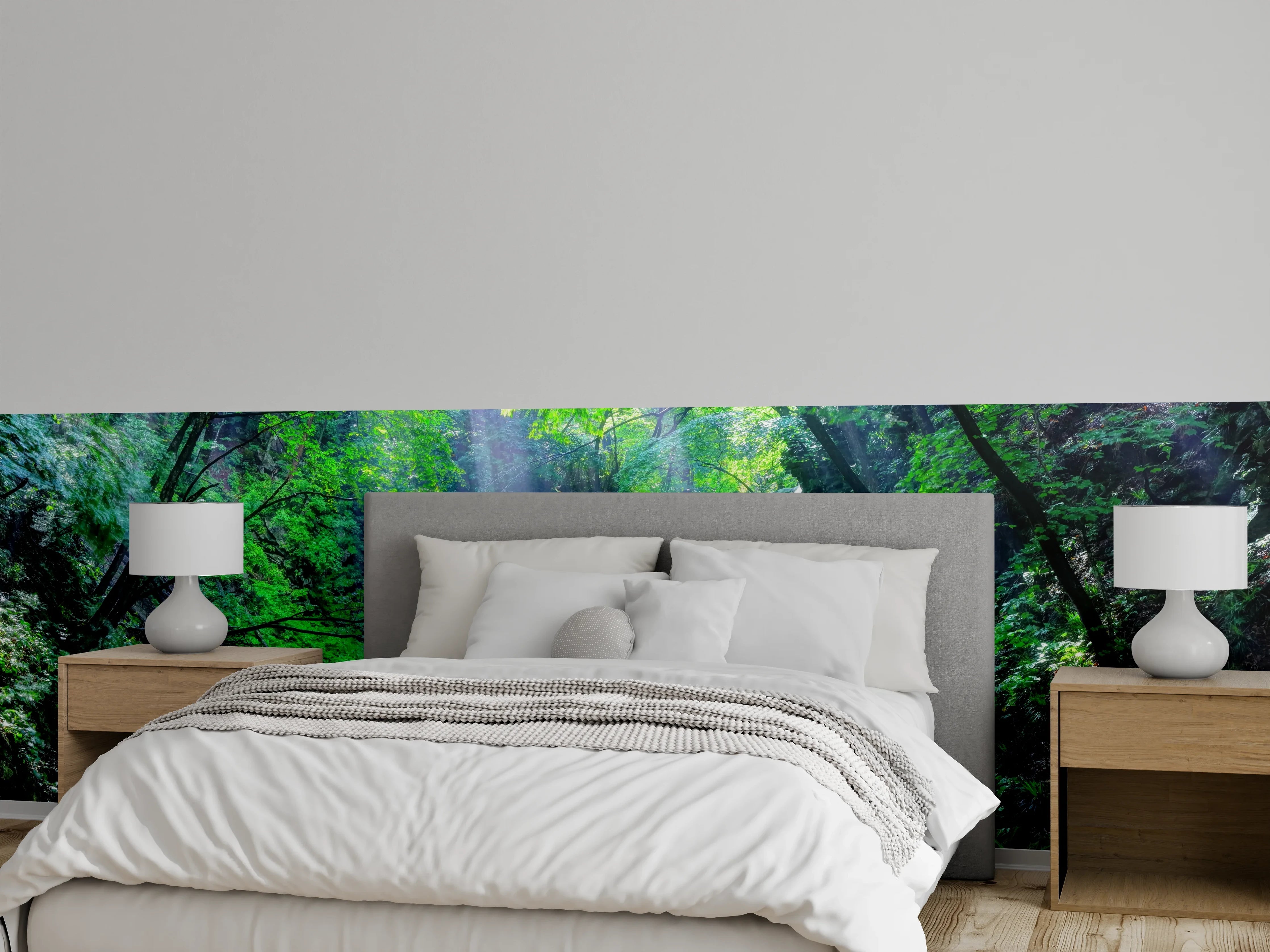 Wandverkleidung Schlafzimmer - Magischer Natur-Wasserfall im Morgenlicht