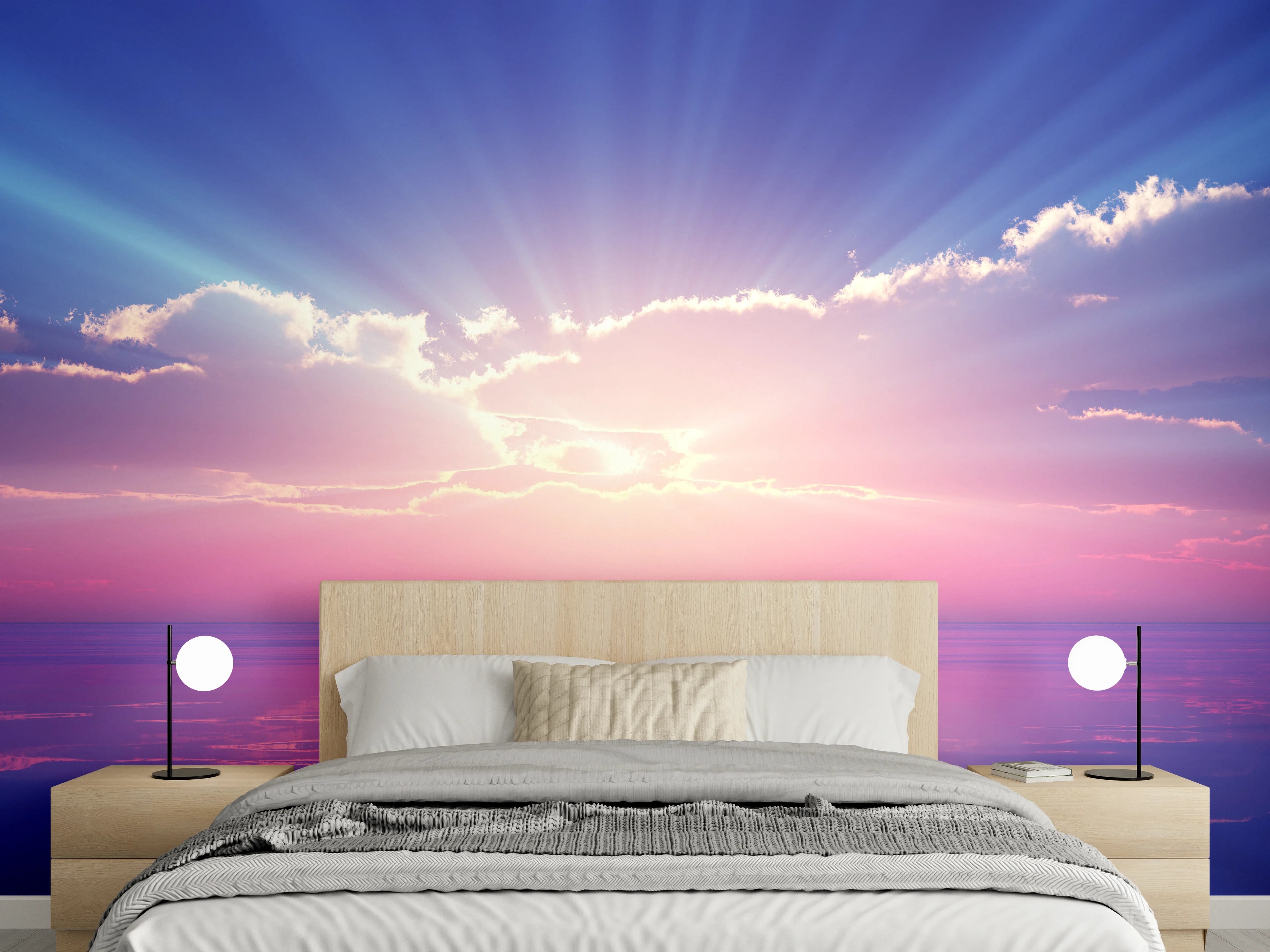 Wandverkleidung Schlafzimmer - Magischer Sonnenaufgang über ruhigem Meer