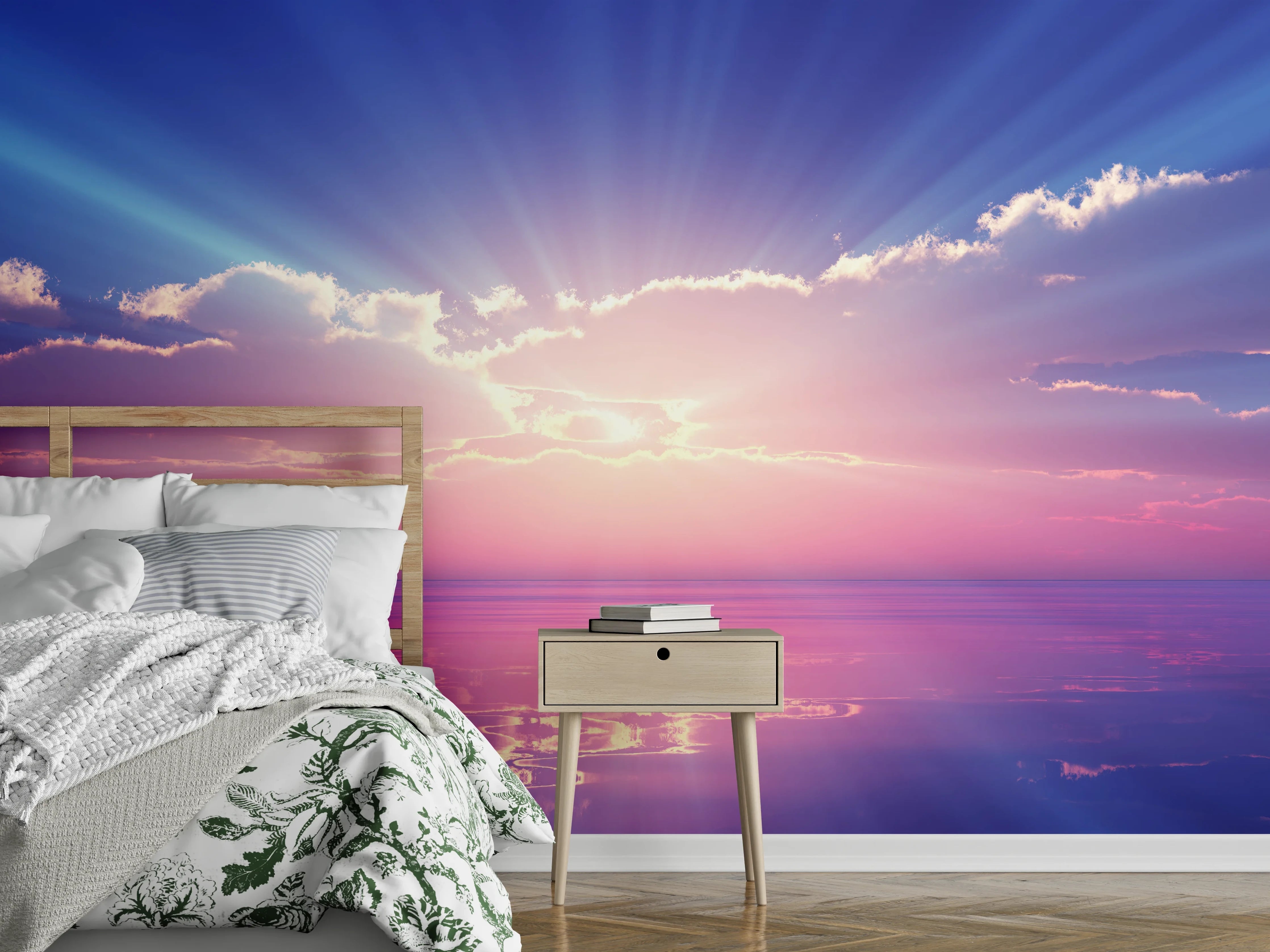 Wandverkleidung Schlafzimmer - Magischer Sonnenaufgang über ruhigem Meer