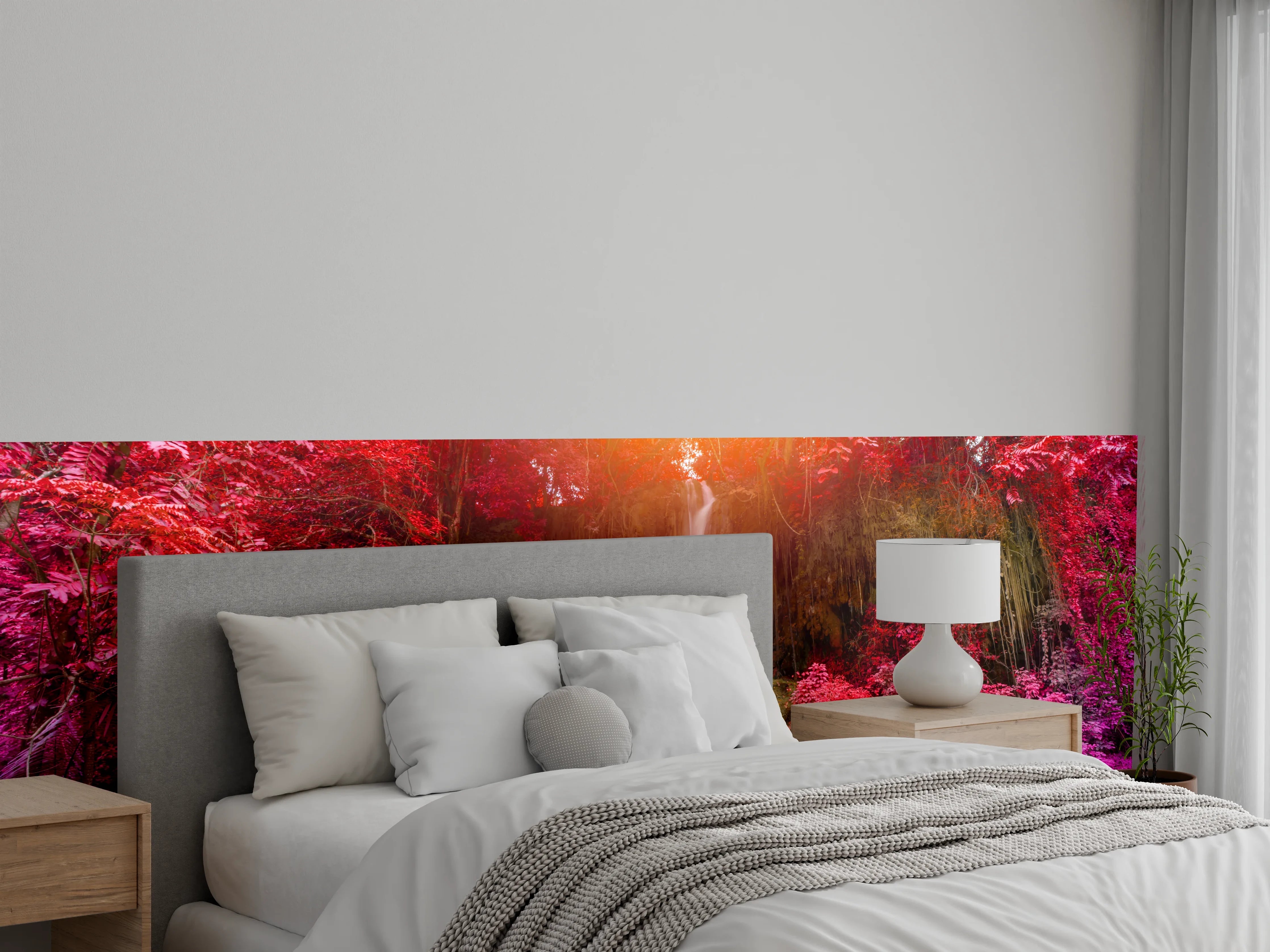 Wandverkleidung Schlafzimmer - Magischer Wasserfall in Farbenpracht