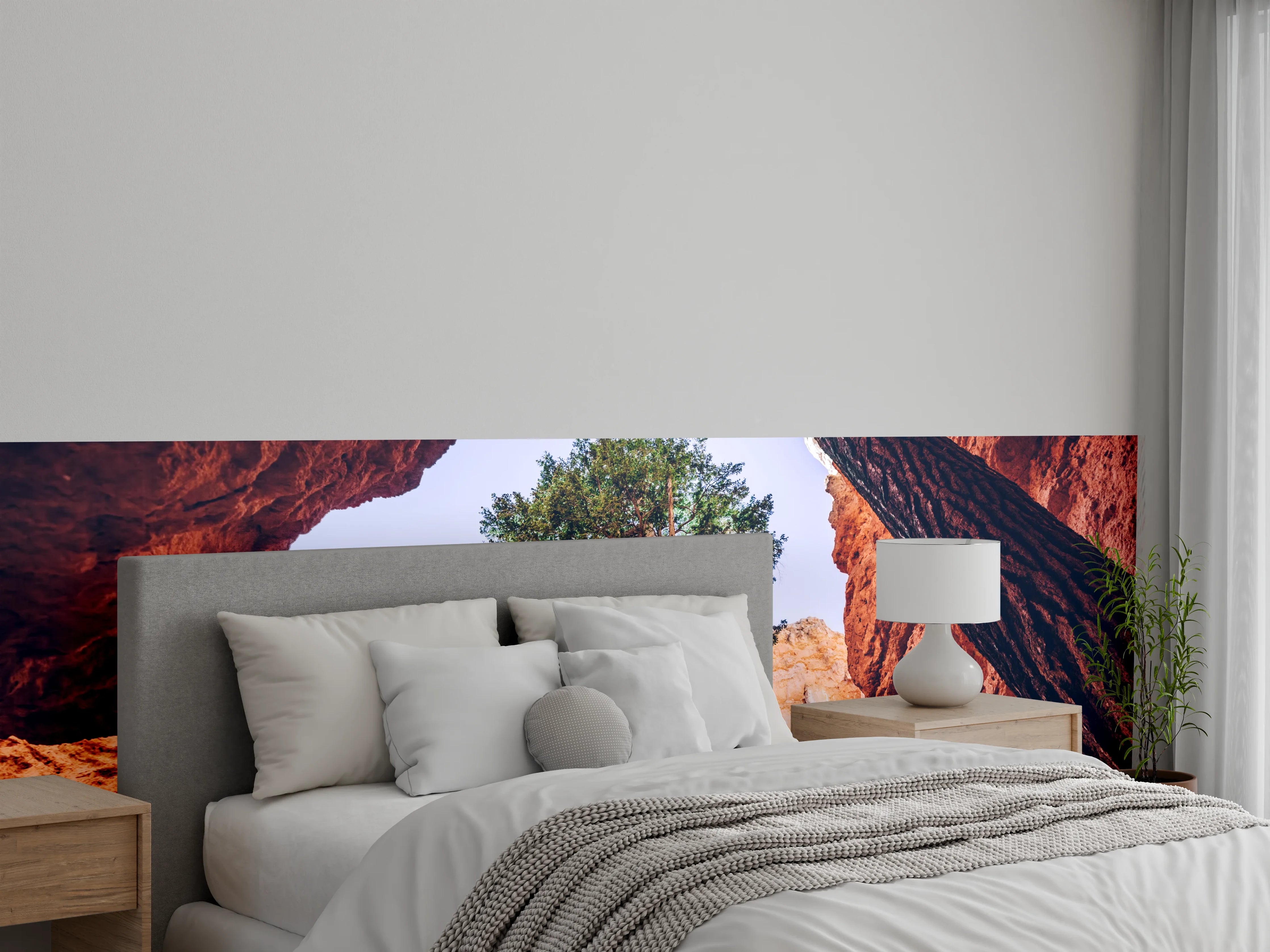 Wandverkleidung Schlafzimmer - Majestätische Bäume im Felsencanyon