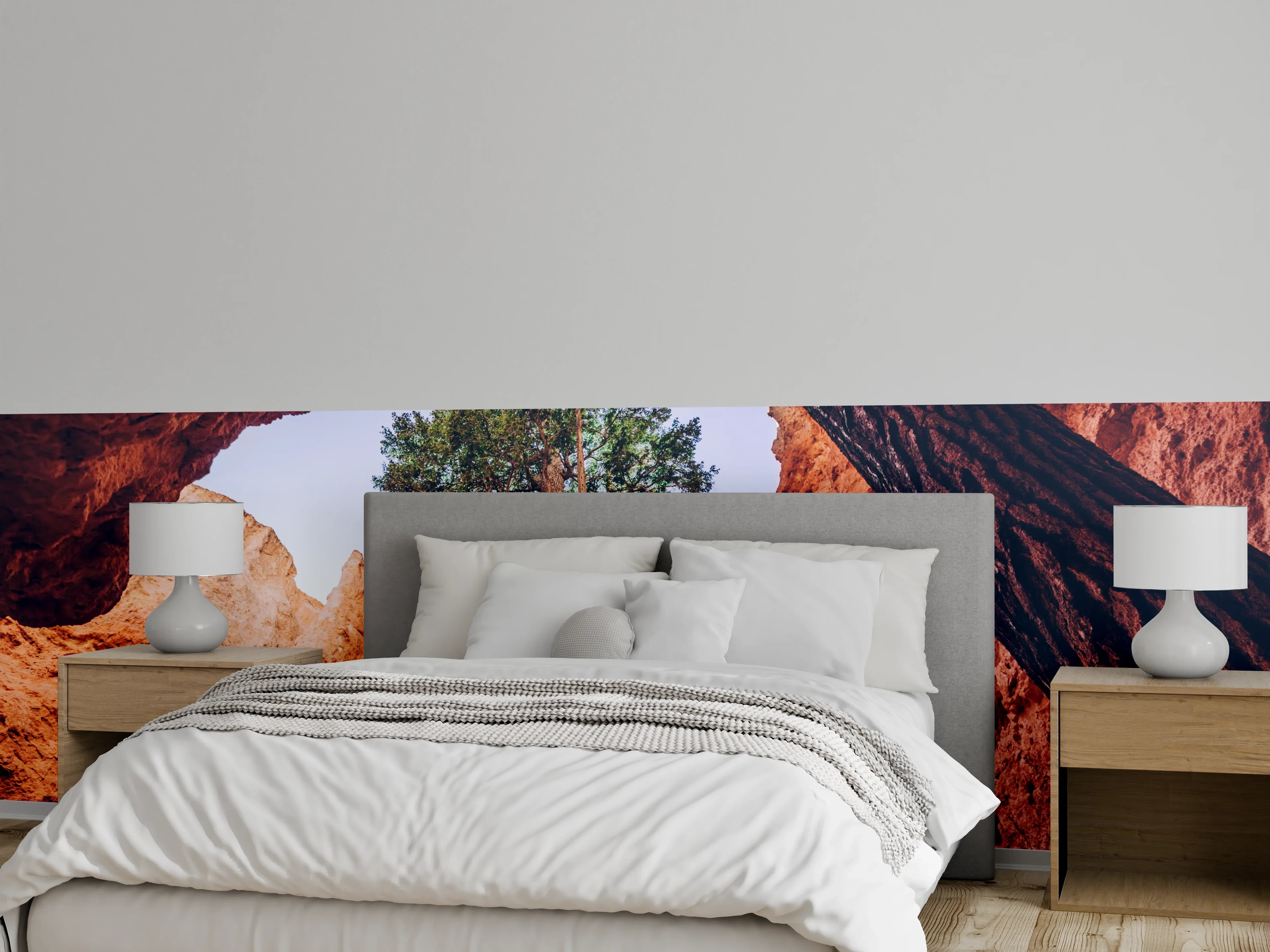 Wandverkleidung Schlafzimmer - Majestätische Bäume im Felsencanyon