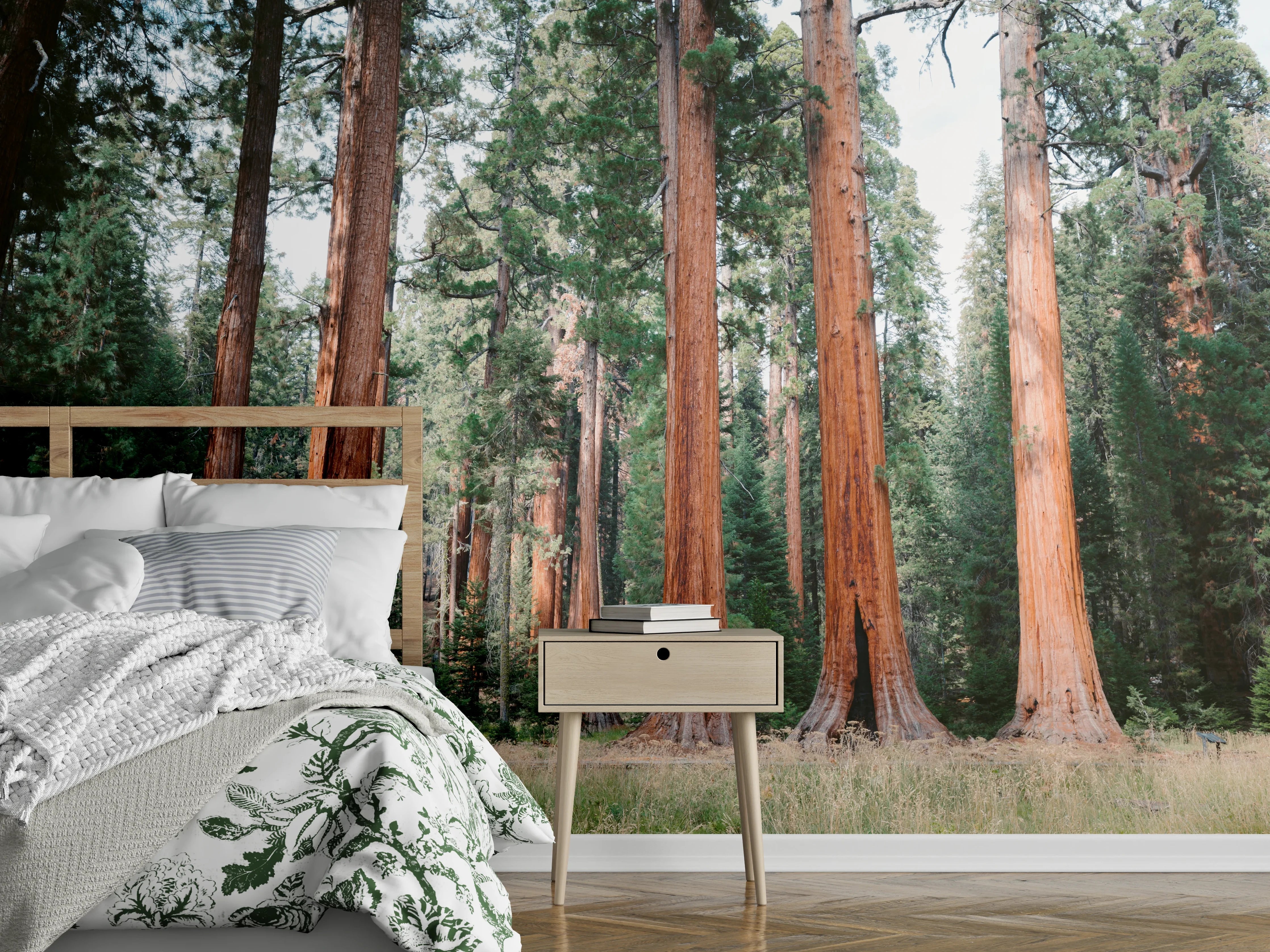 Wandverkleidung Schlafzimmer - Majestätische Mammutbäume Wald Panorama