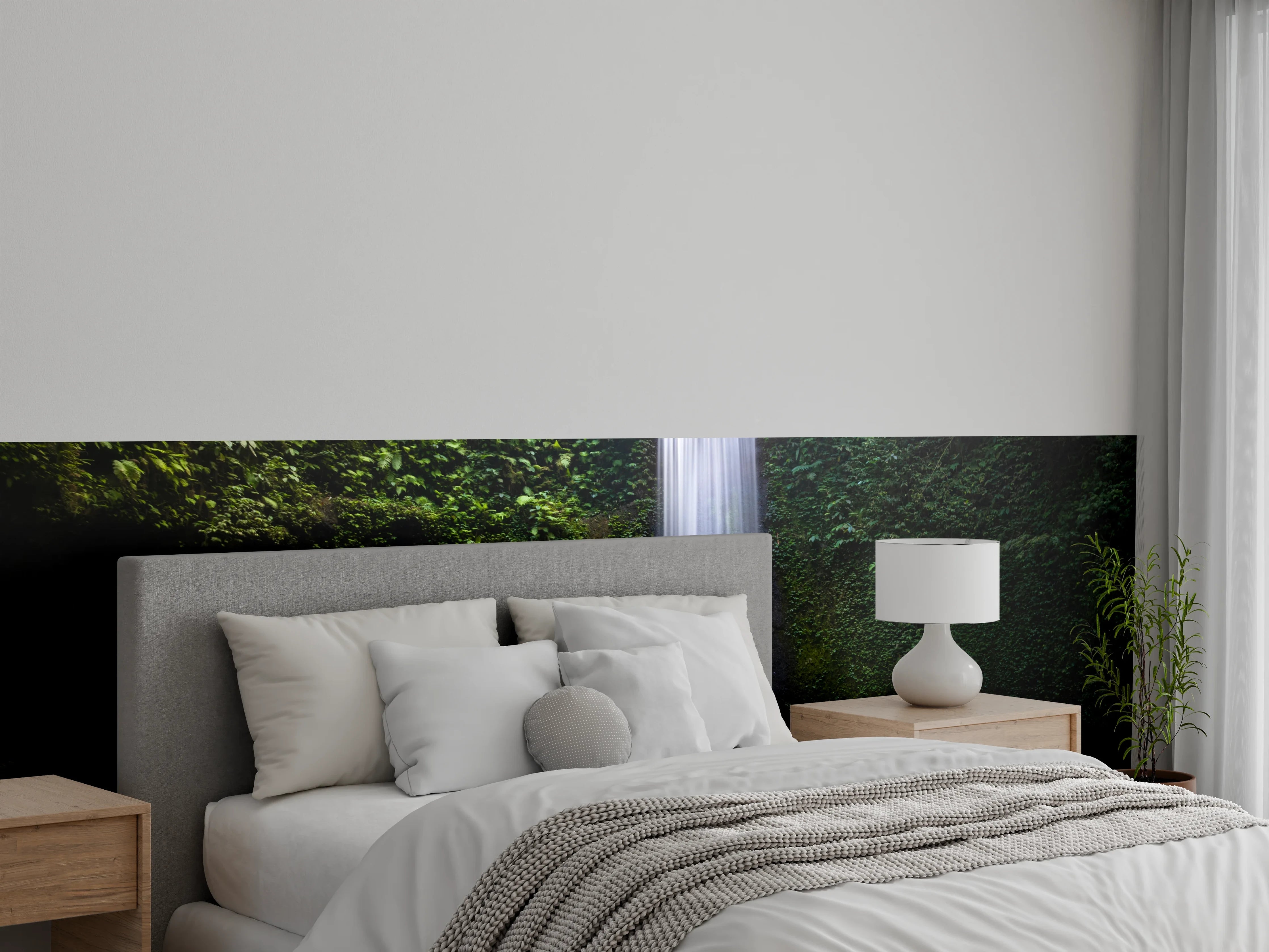 Wandverkleidung Schlafzimmer - Majestätischer Dschungel-Wasserfall Wandbild