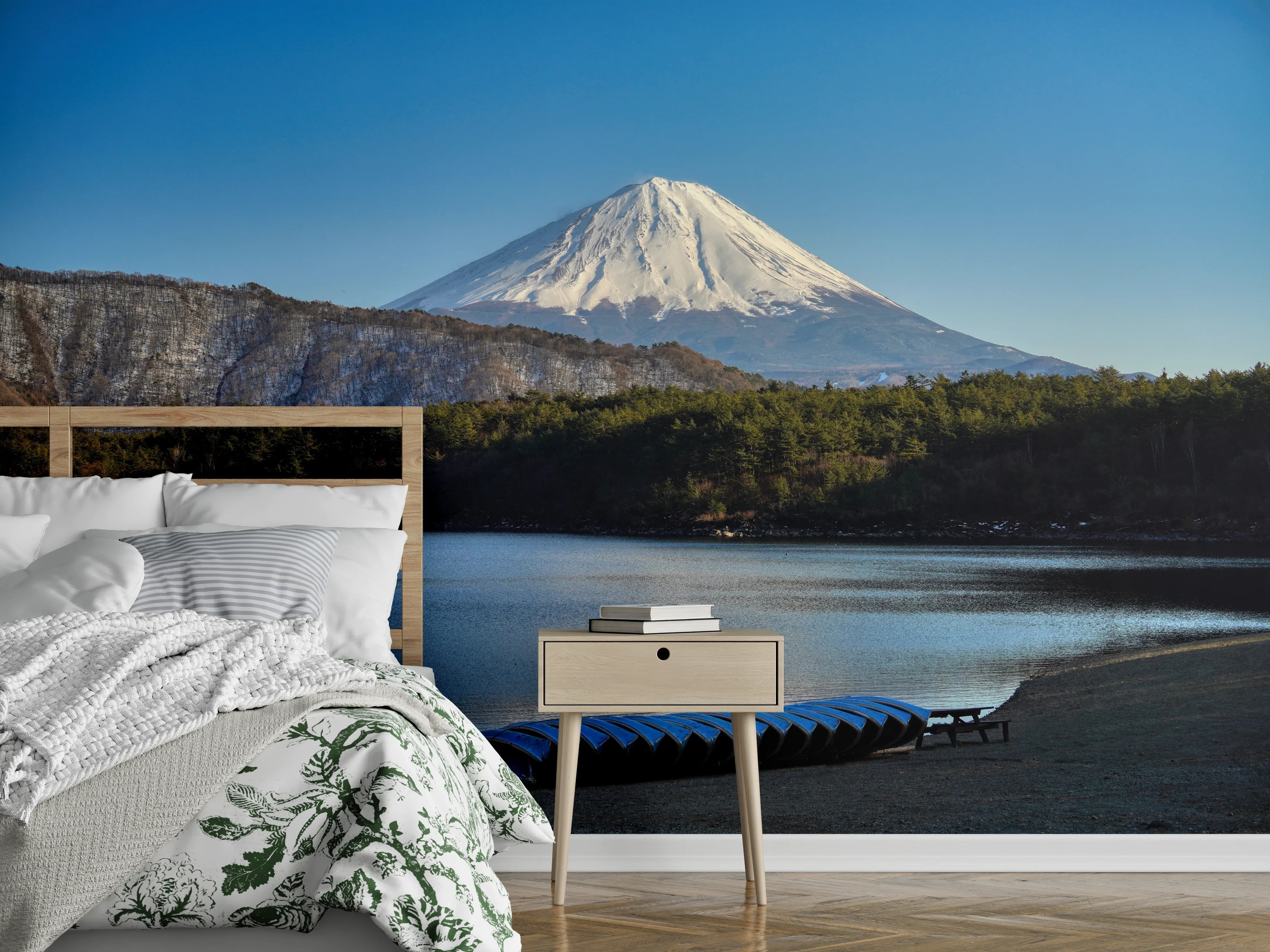 Wandverkleidung Schlafzimmer - Majestätischer Fuji am See – Naturidylle