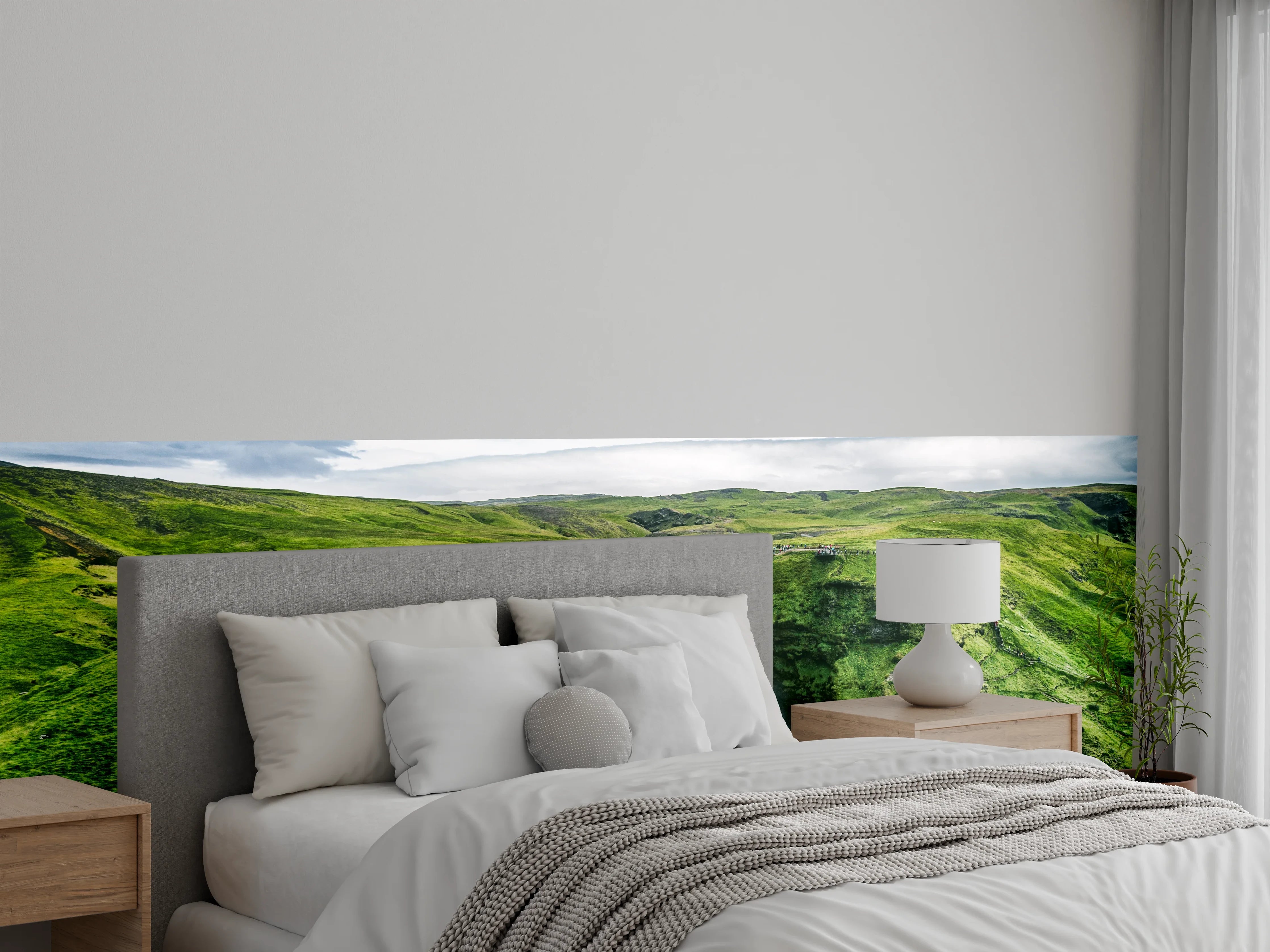 Wandverkleidung Schlafzimmer - Majestätischer Wasserfall Island Sommer