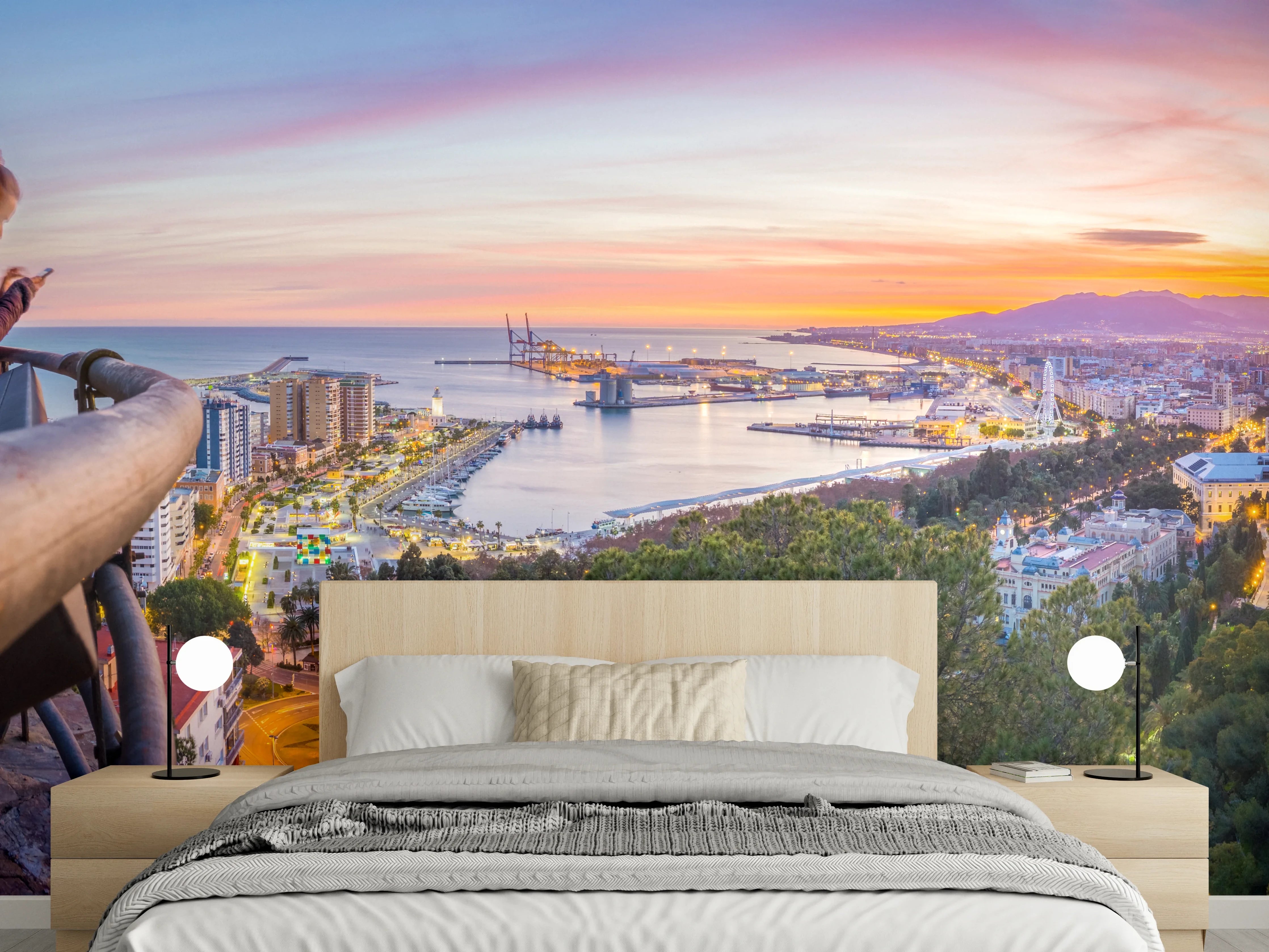 Wandverkleidung Schlafzimmer - Málaga Aussicht von den Bergen