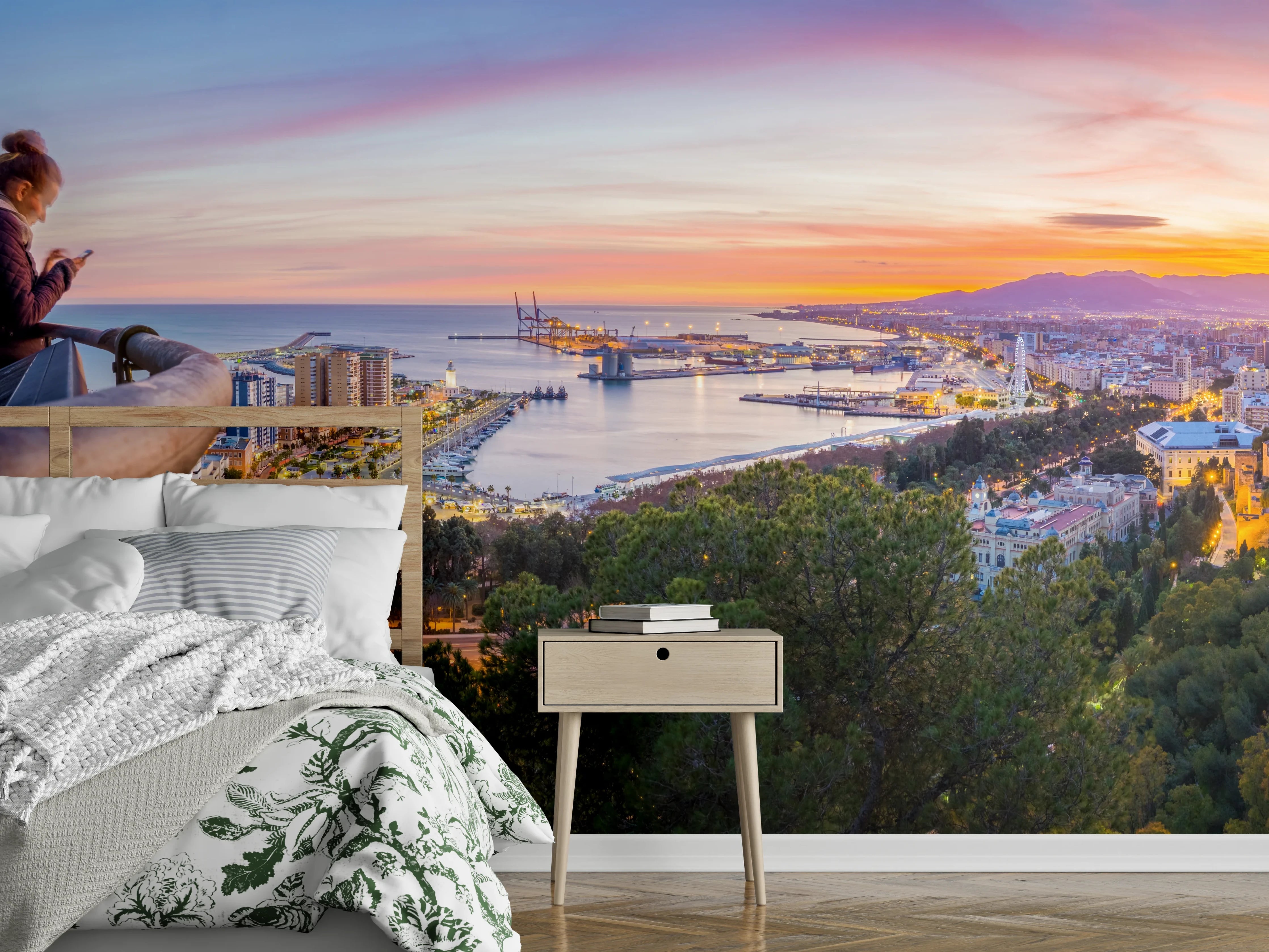 Wandverkleidung Schlafzimmer - Málaga Aussicht von den Bergen
