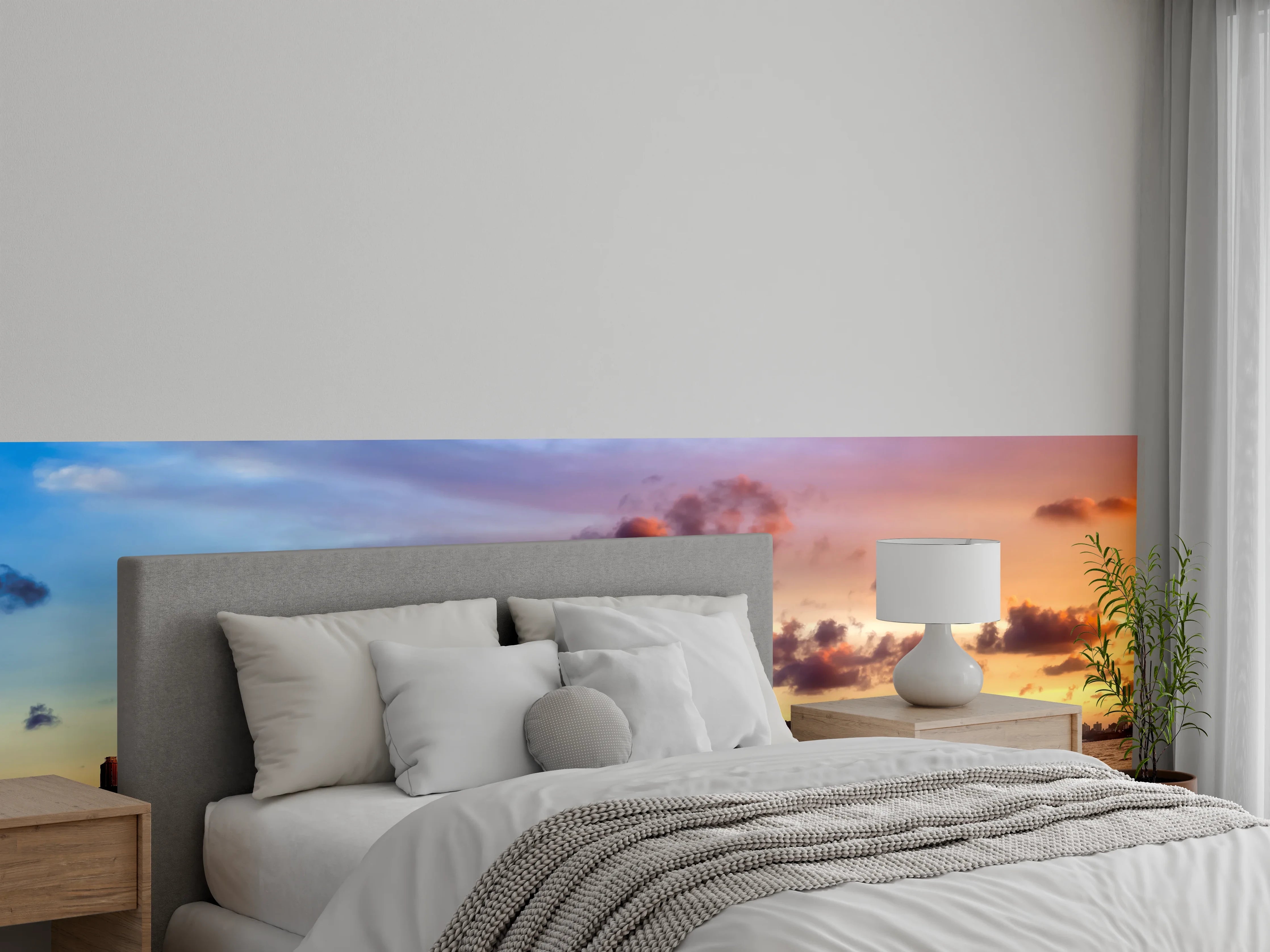 Wandverkleidung Schlafzimmer - Manhattan Skyline Sonnenuntergang