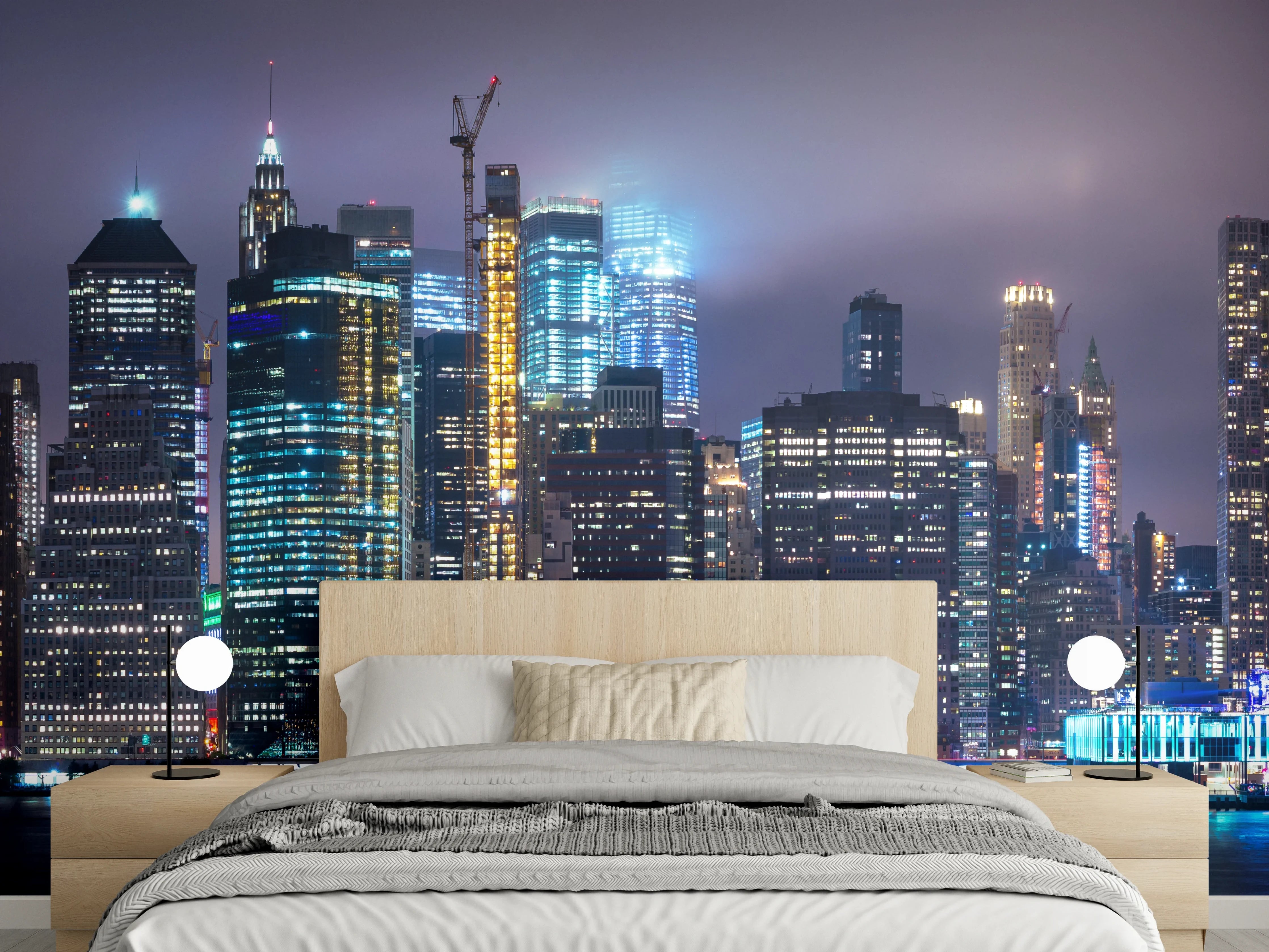Wandverkleidung Schlafzimmer - Manhattan Skyline – Stadt der Lichter
