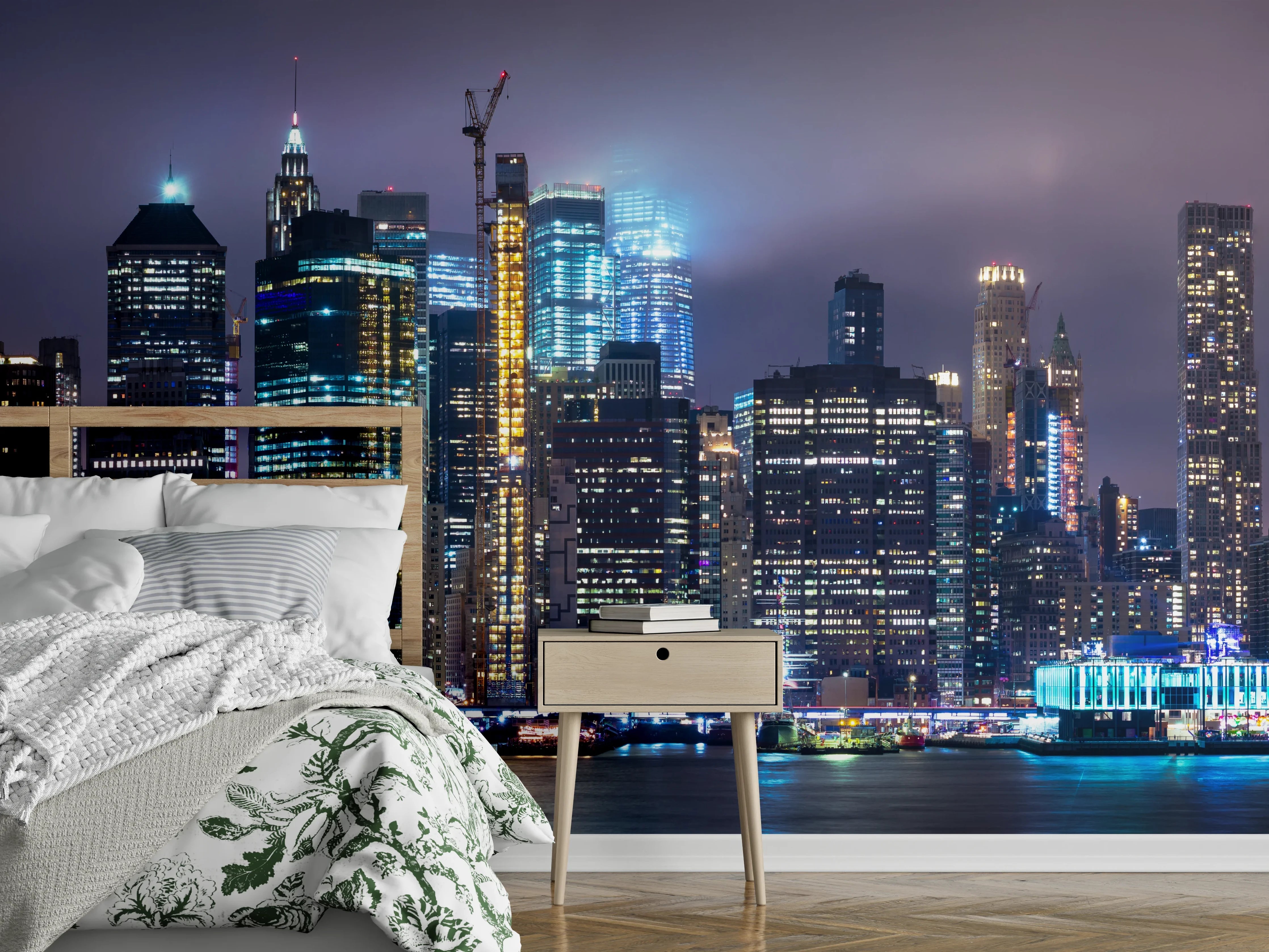 Wandverkleidung Schlafzimmer - Manhattan Skyline – Stadt der Lichter