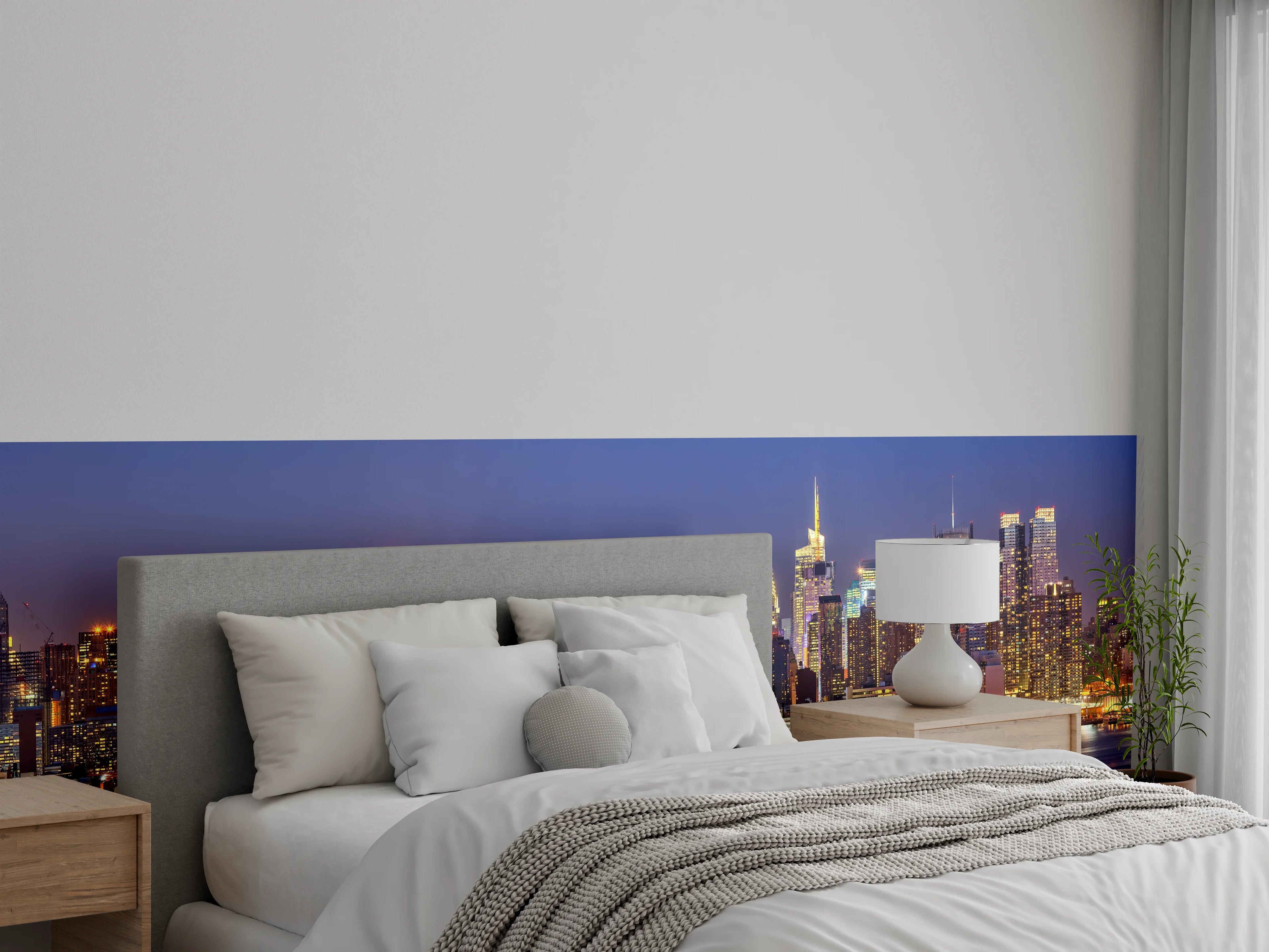 Wandverkleidung Schlafzimmer - Manhattan Skyline bei Nacht