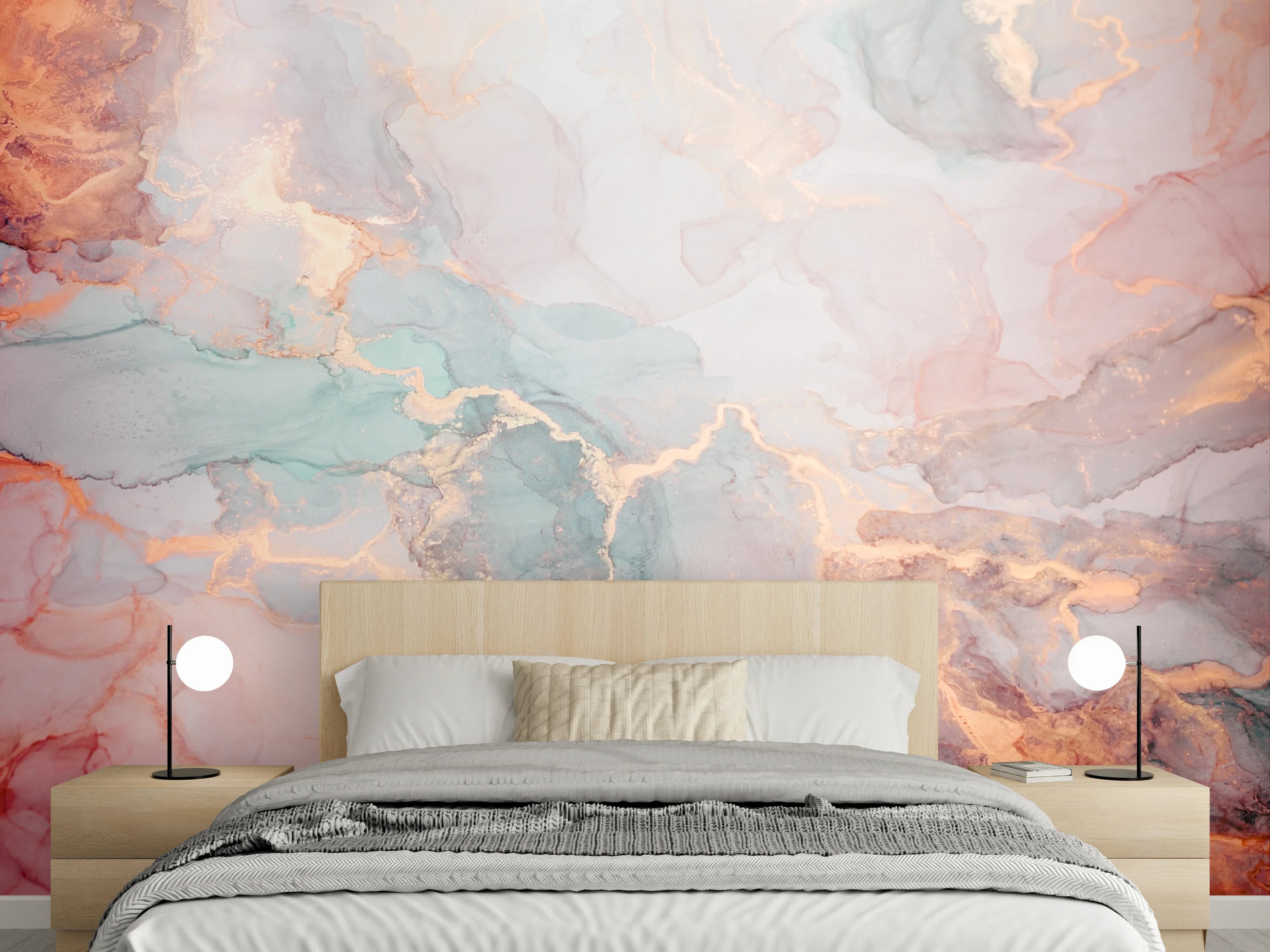 Wandverkleidung Schlafzimmer - Maritimes Aquarell mit Pastellfarben