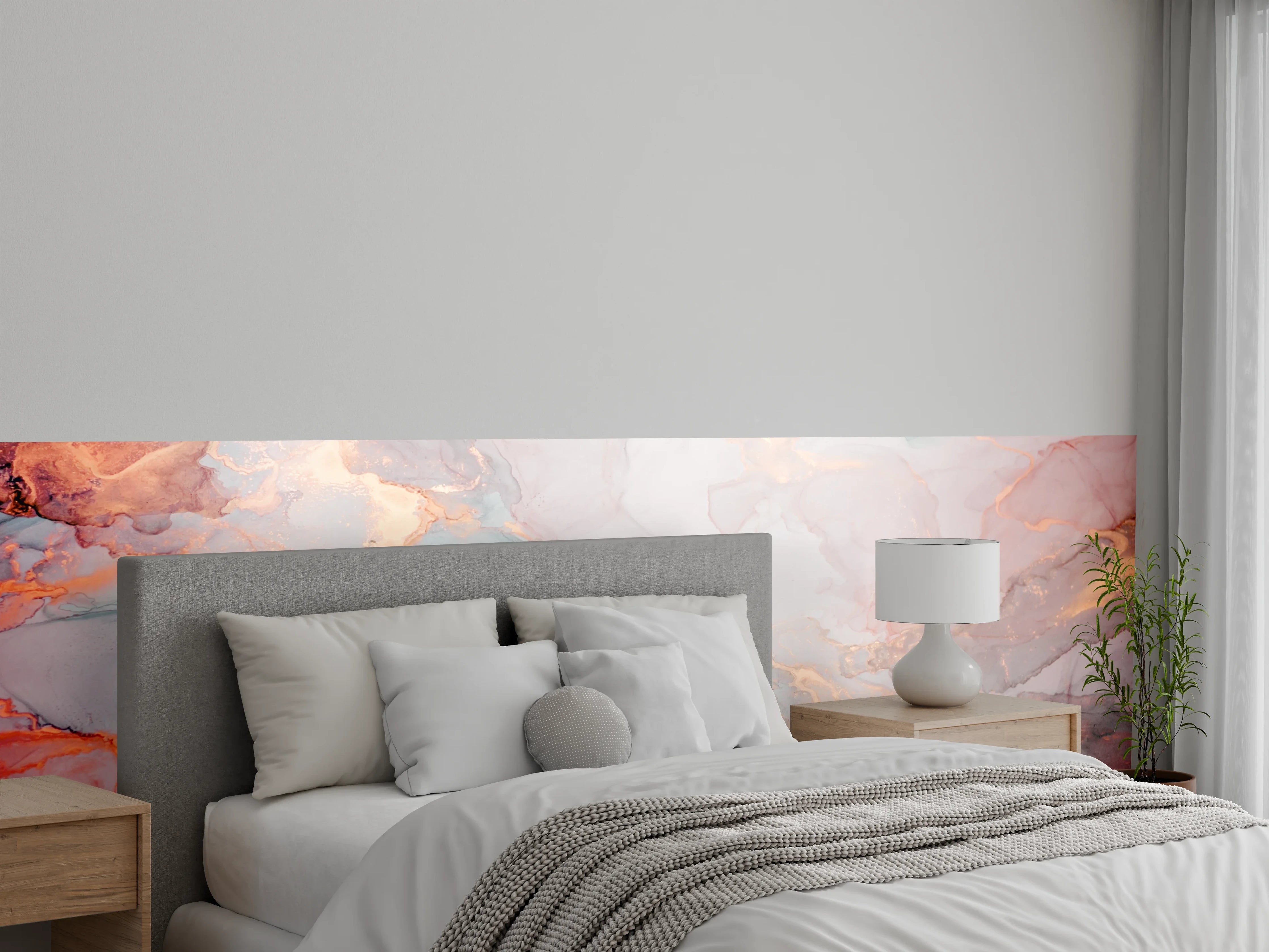 Wandverkleidung Schlafzimmer - Maritimes Aquarell mit Pastellfarben