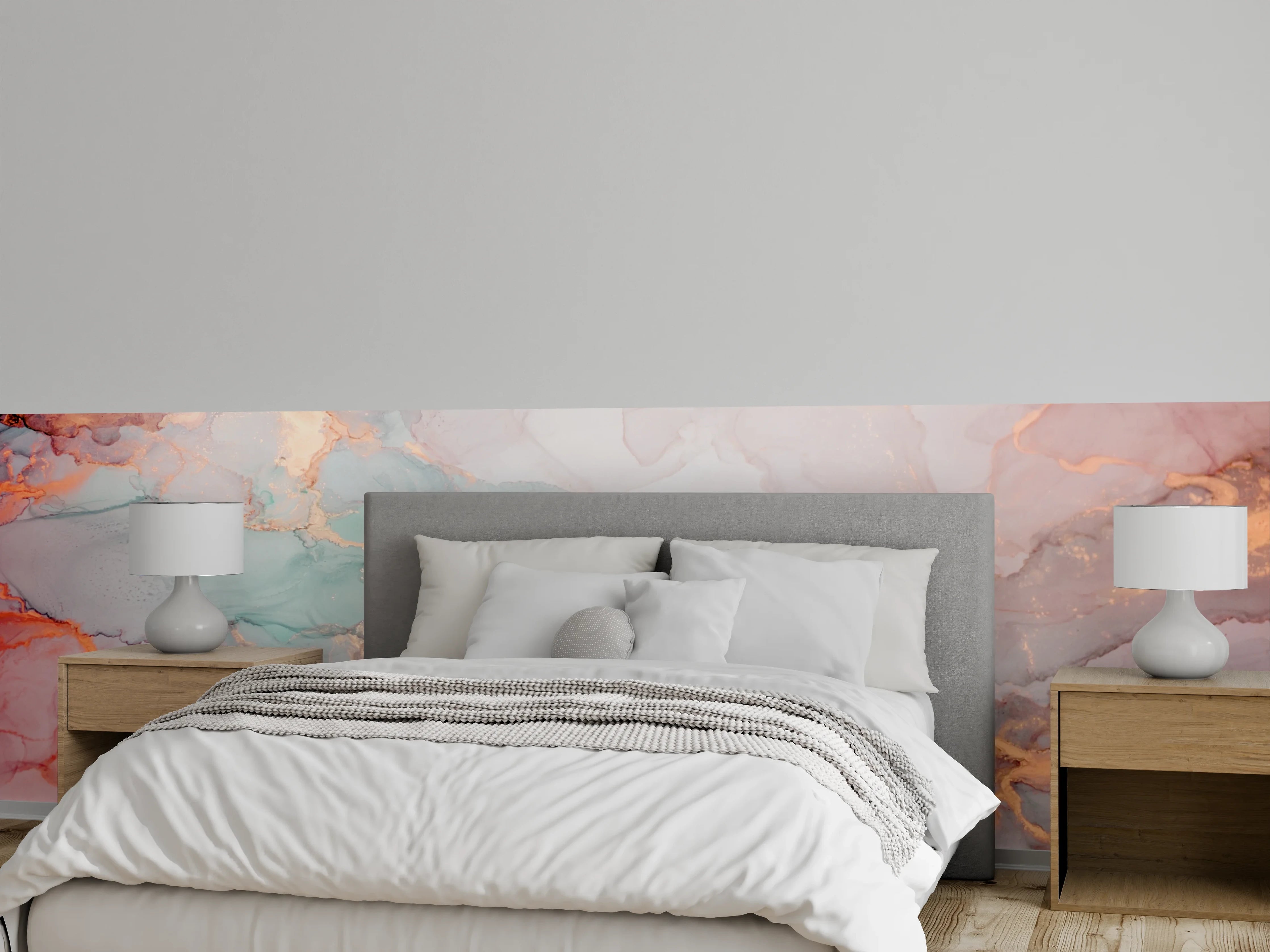 Wandverkleidung Schlafzimmer - Maritimes Aquarell mit Pastellfarben