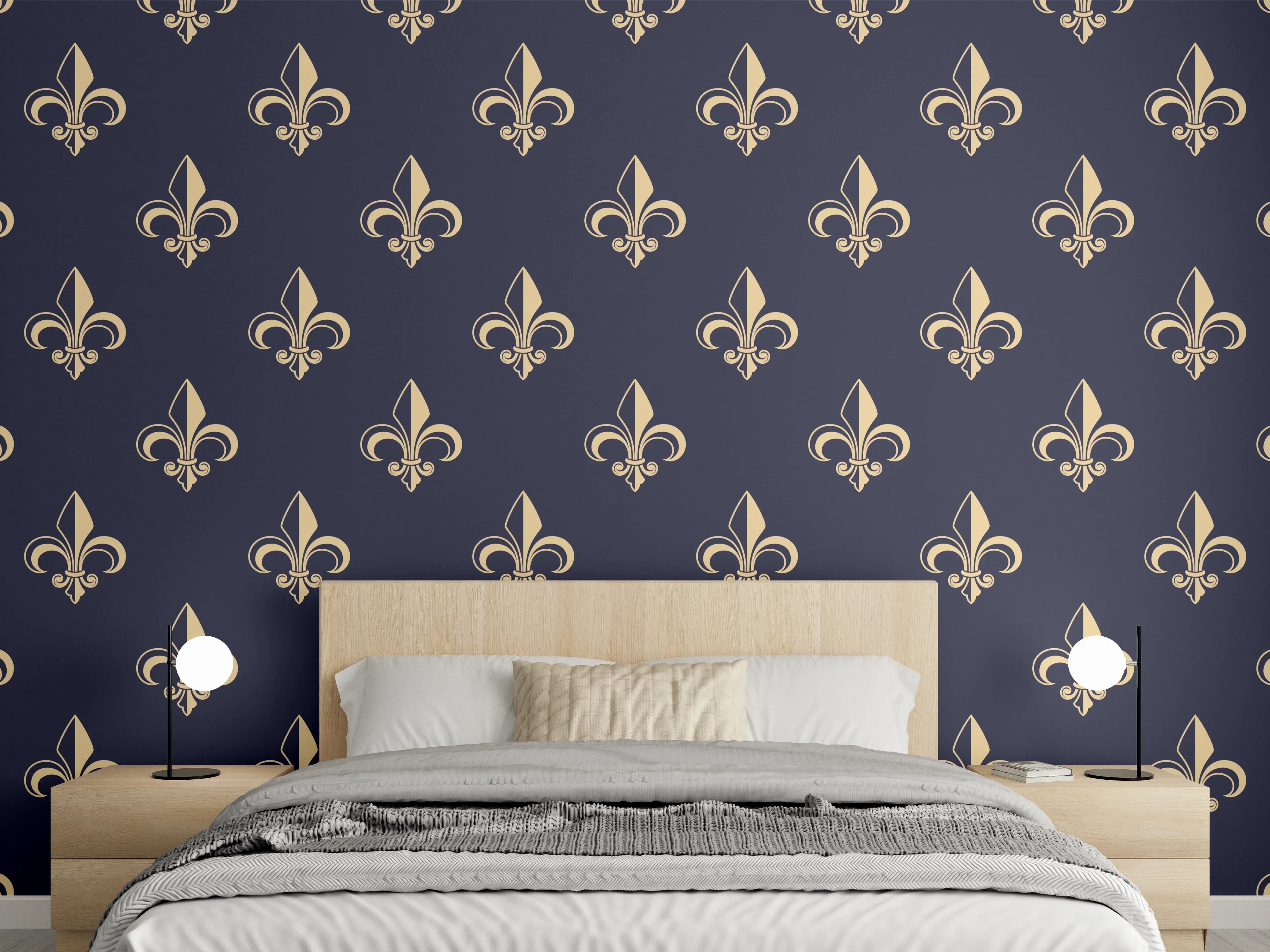 Wandverkleidung Schlafzimmer - Maritimes Muster Dunkelblau