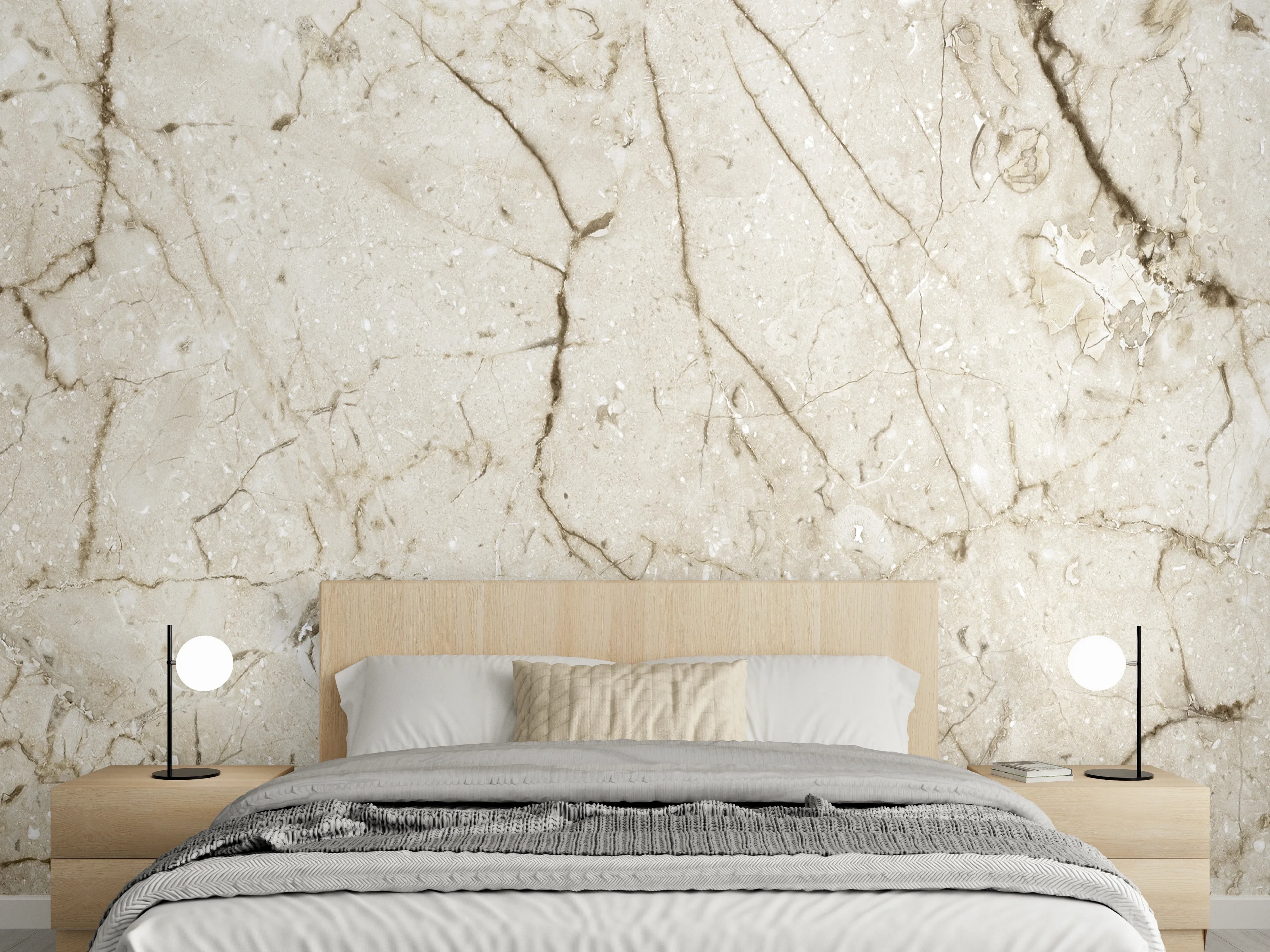 Wandverkleidung Schlafzimmer - Marmor Hintergrund - Beige