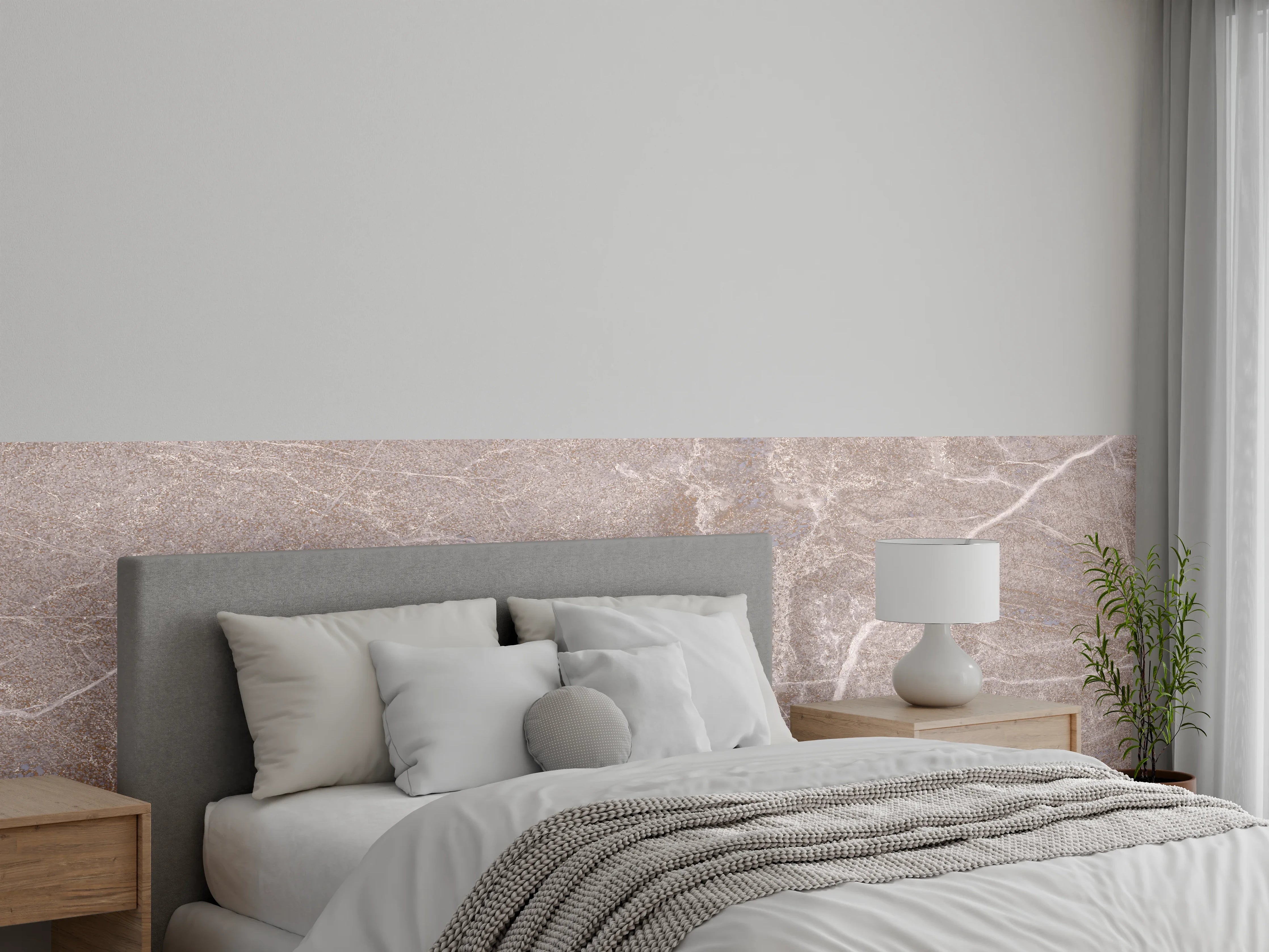 Wandverkleidung Schlafzimmer - Marmor Textur - Rosa
