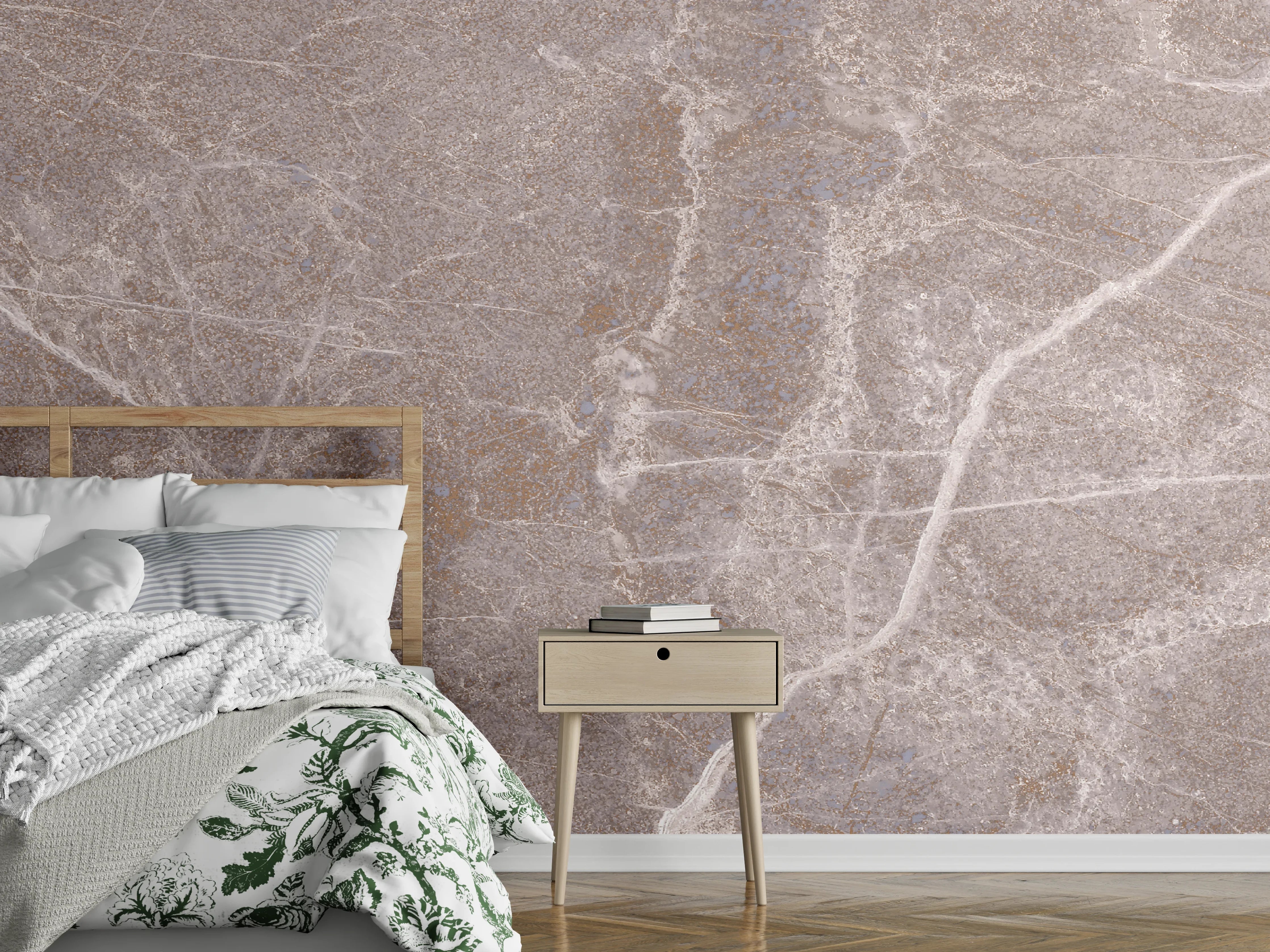 Wandverkleidung Schlafzimmer - Marmor Textur - Rosa