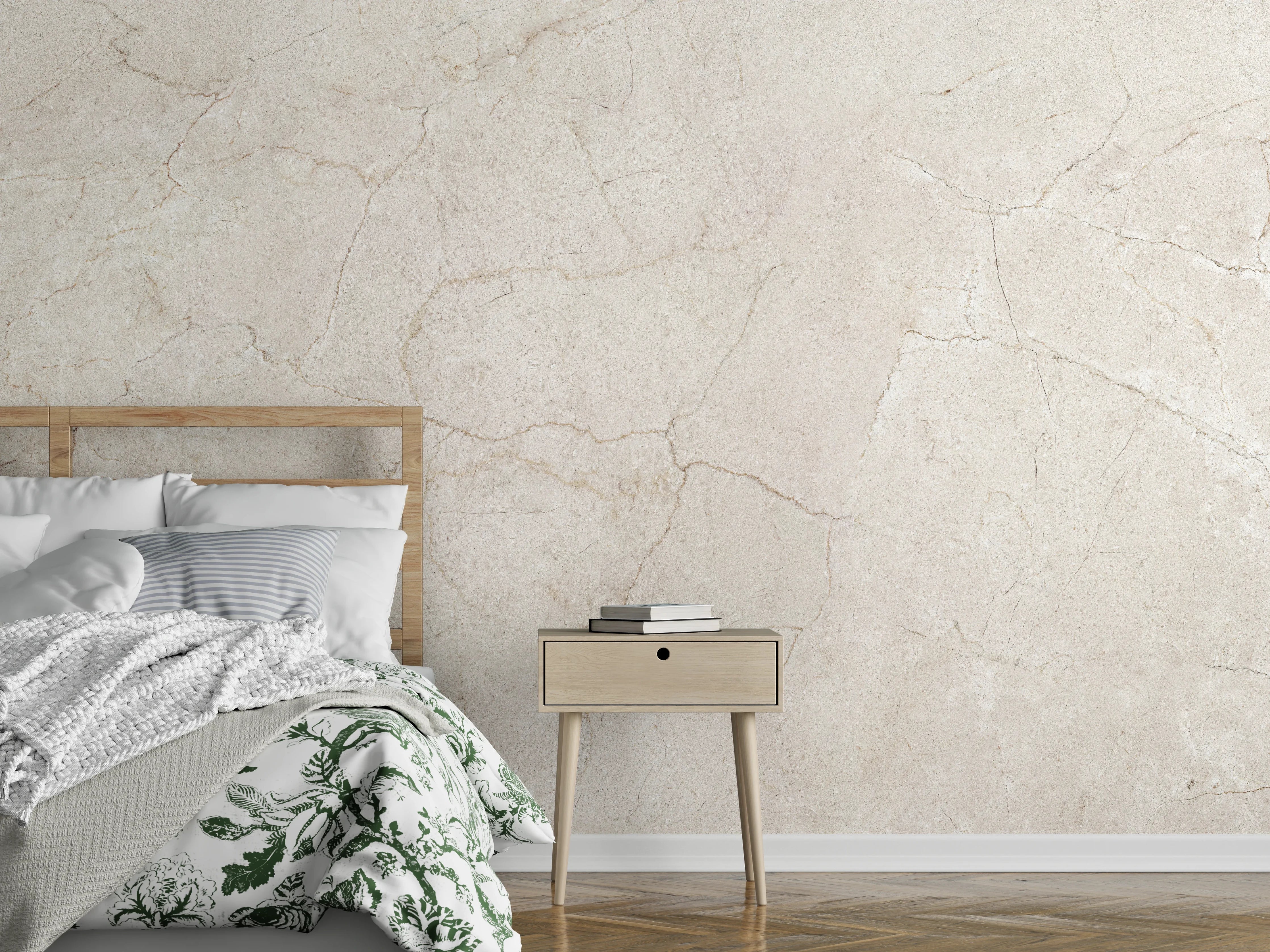 Wandverkleidung Schlafzimmer - Marmor Textur mit dunklen Adern