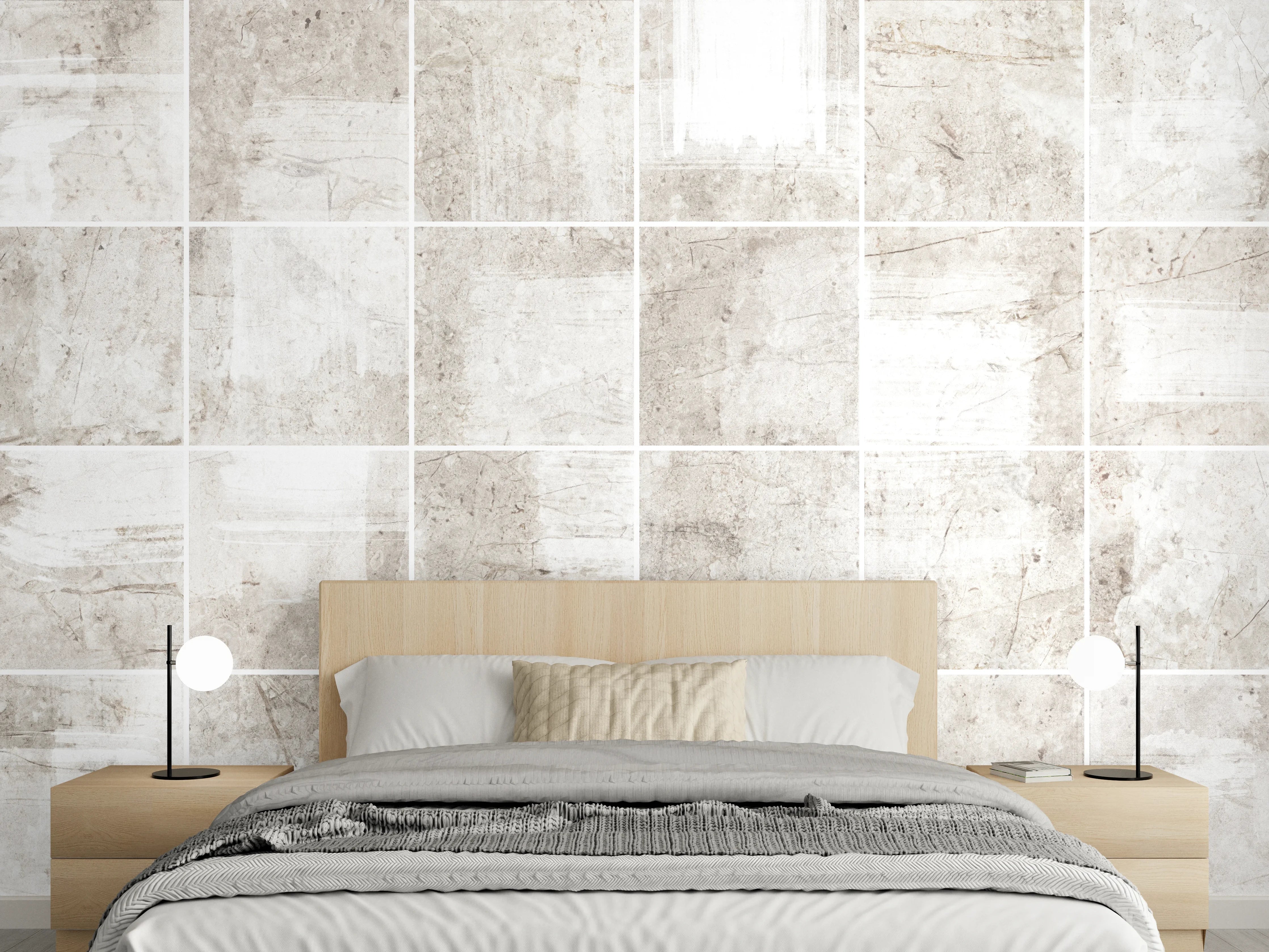 Wandverkleidung Schlafzimmer - Marmortextur - Bürsteneffekt