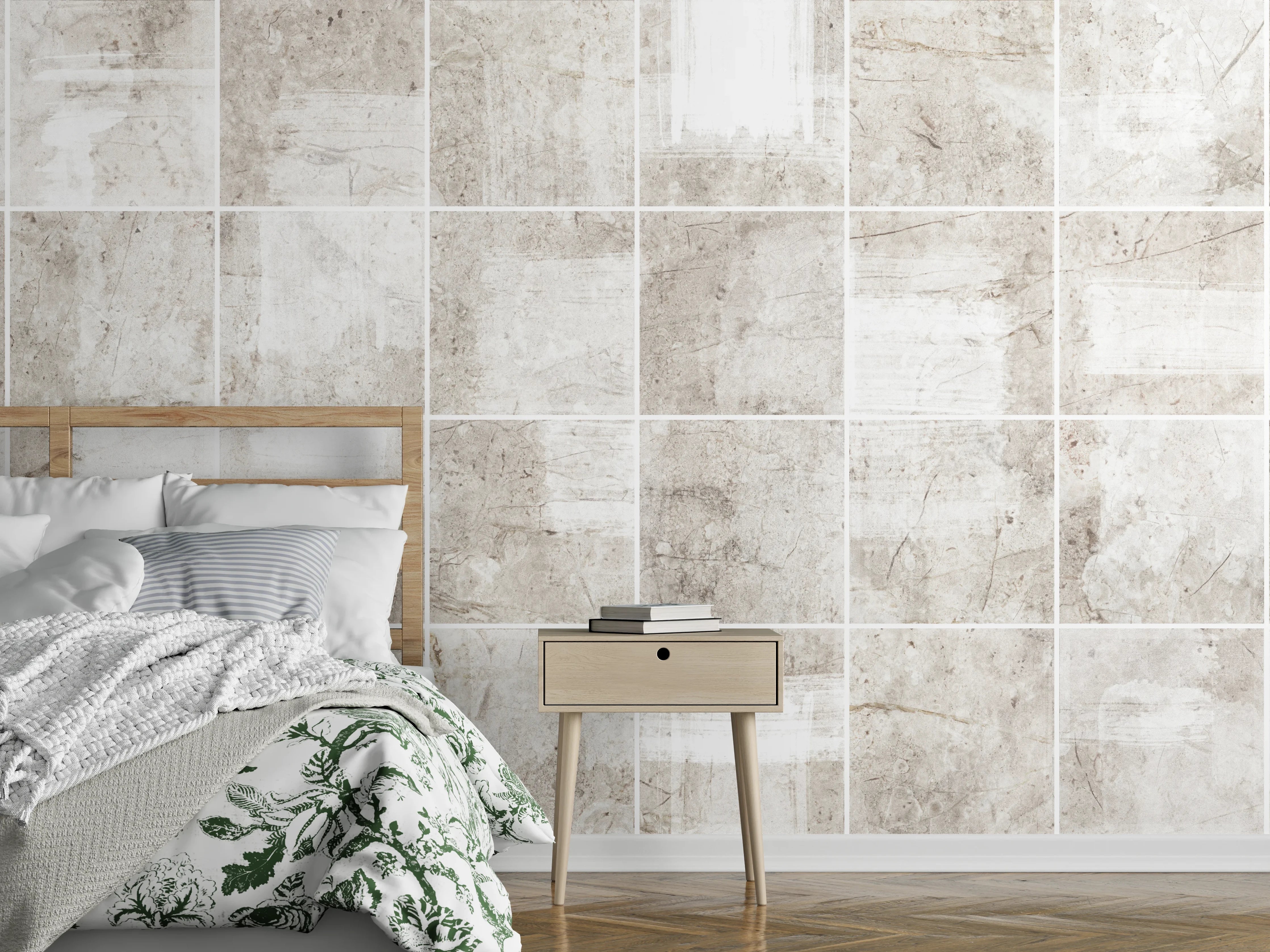 Wandverkleidung Schlafzimmer - Marmortextur - Bürsteneffekt
