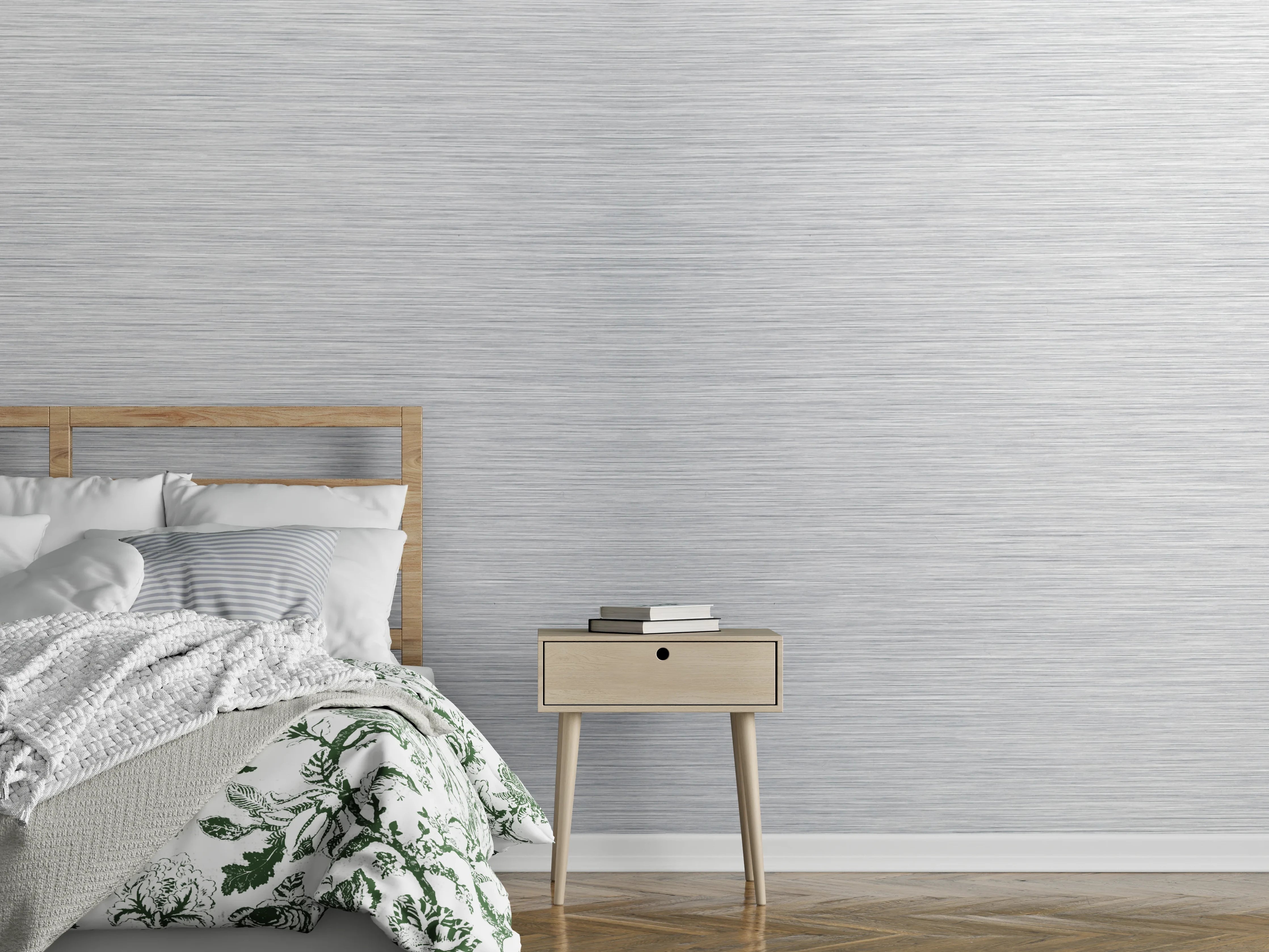 Wandverkleidung Schlafzimmer - Matte Silberstahl-Textur